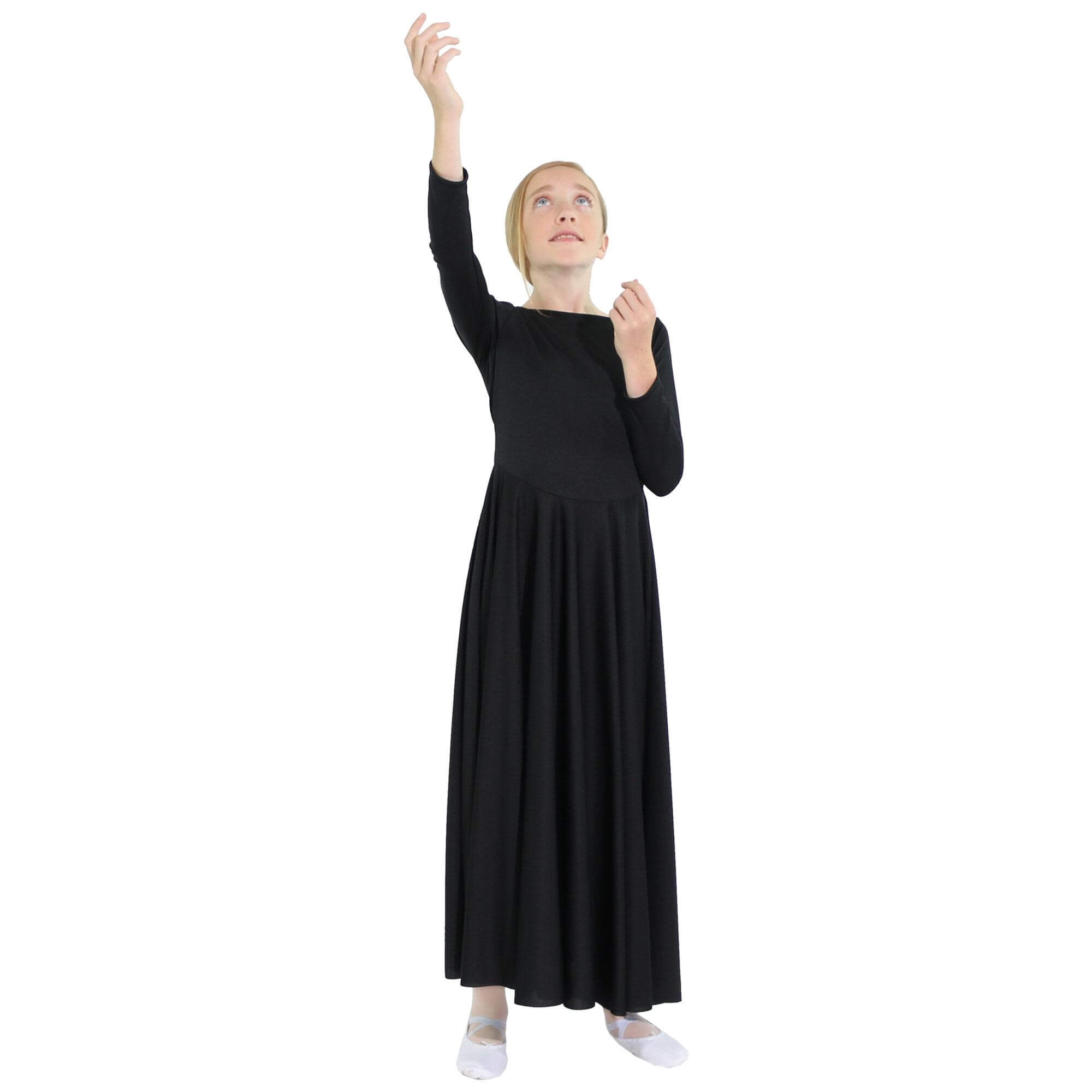 Danzcue Praise Full Length Long Sleeve Child Dance Dress - Click Image to Close