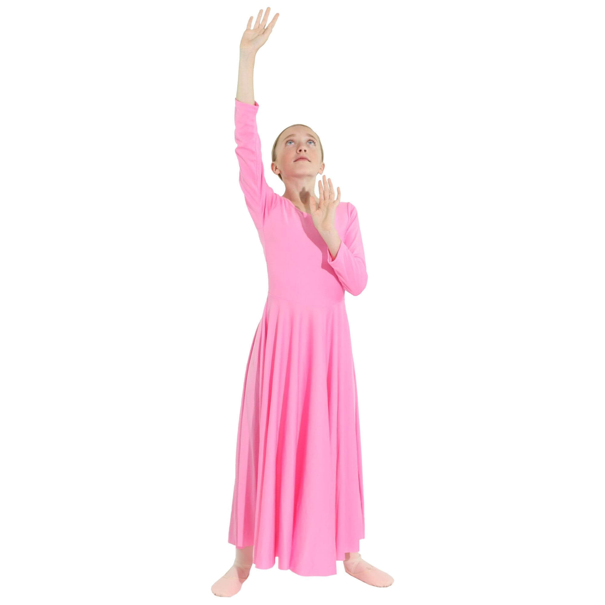 Danzcue Praise Full Length Long Sleeve Child Dance Dress - Click Image to Close