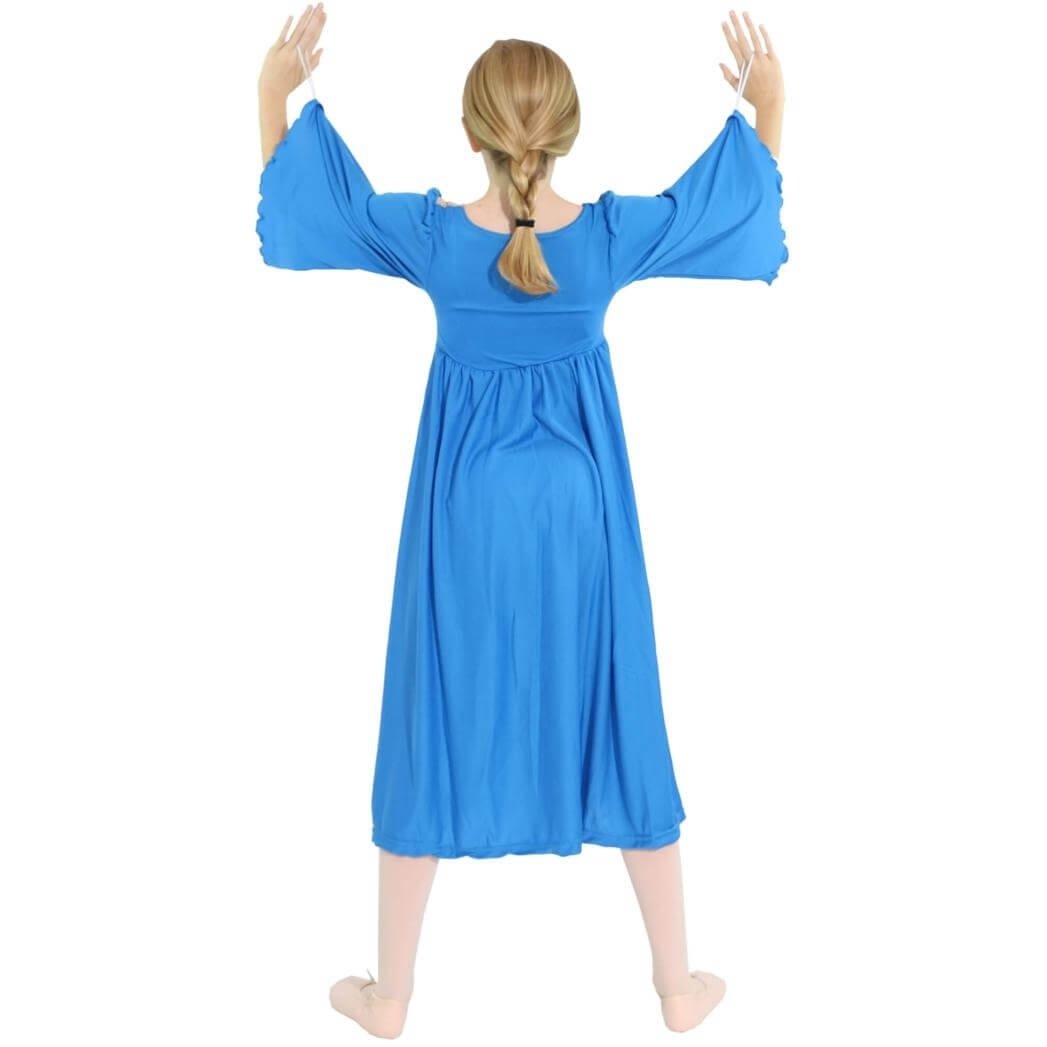 Danzcue Shimmery Asymmetrical Bell Sleeve Child Praise Dance Dress - Click Image to Close