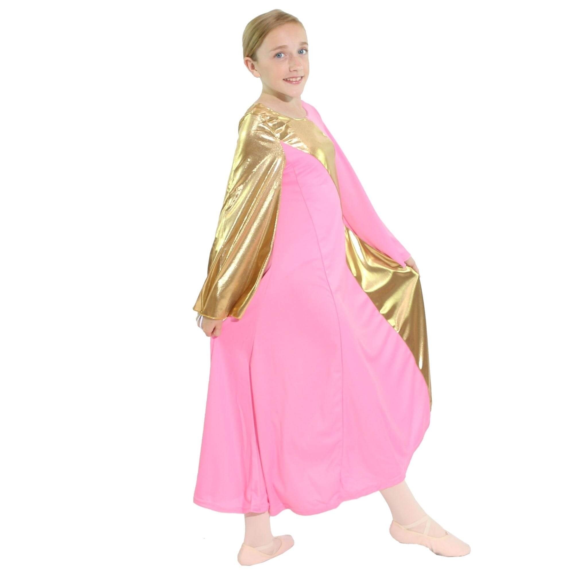 Danzcue Child Praise Dance Asymmetrical Bell Sleeve Dress - Click Image to Close