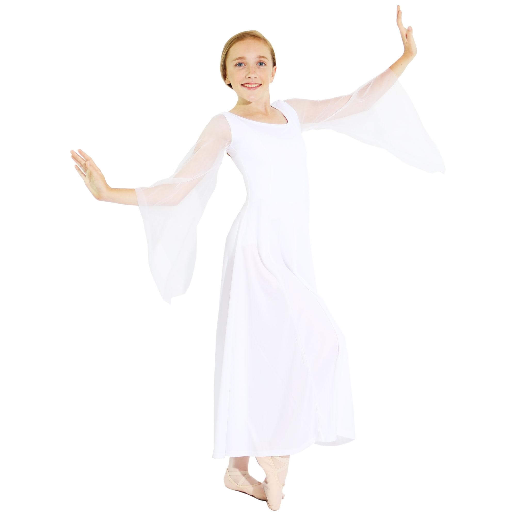 Danzcue Child Princess Angel Sleeve Praise Dance Dress - Click Image to Close