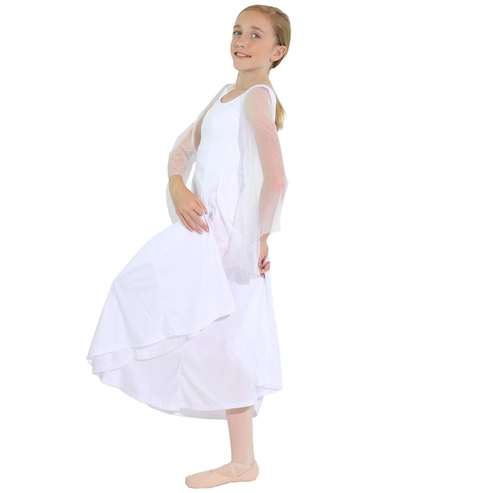 Danzcue Child Princess Angel Sleeve Praise Dance Dress - Click Image to Close