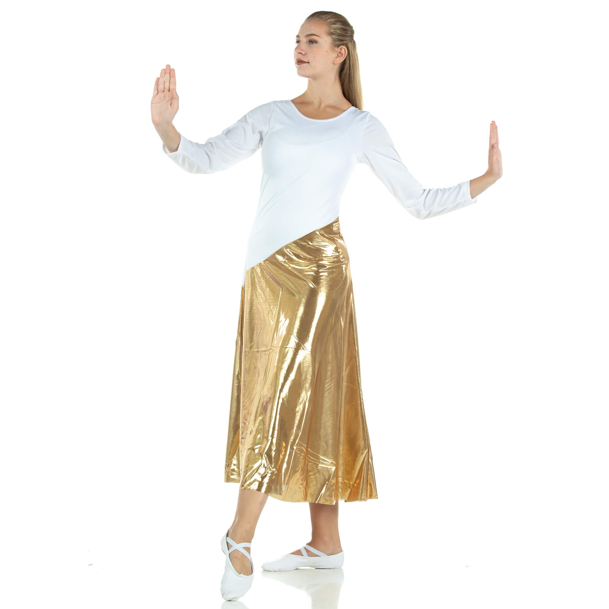 Danzcue Bi Color Long Sleeve Ministry Dance Dress