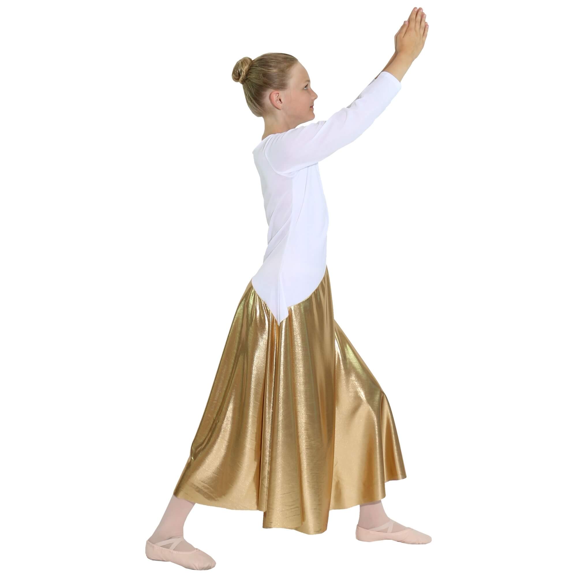 Danzcue Child Bi Color Long Sleeve Praise Dance Dress - Click Image to Close