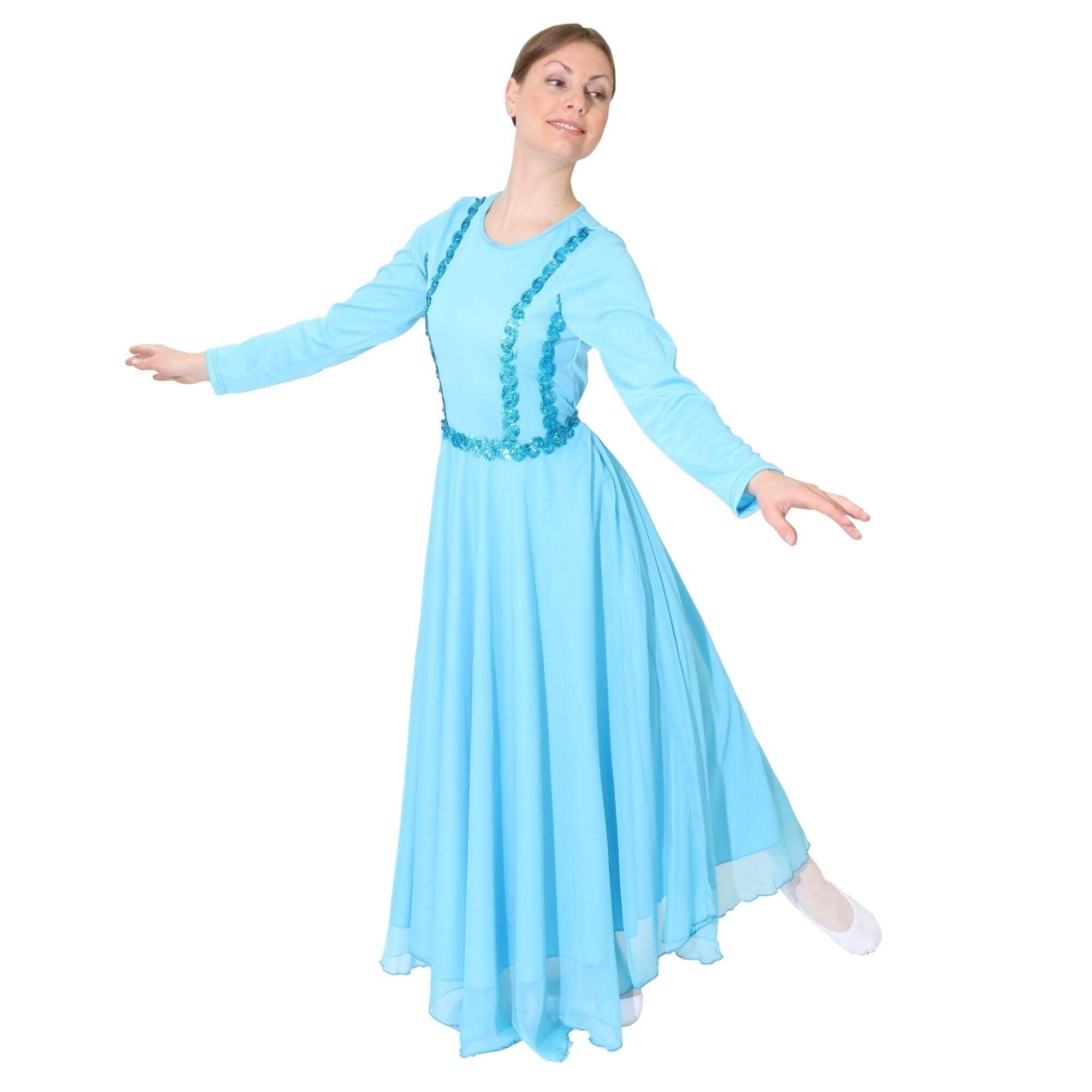 Danzcue Full Length Vivid Chiffon Praise Dance Dress - Click Image to Close