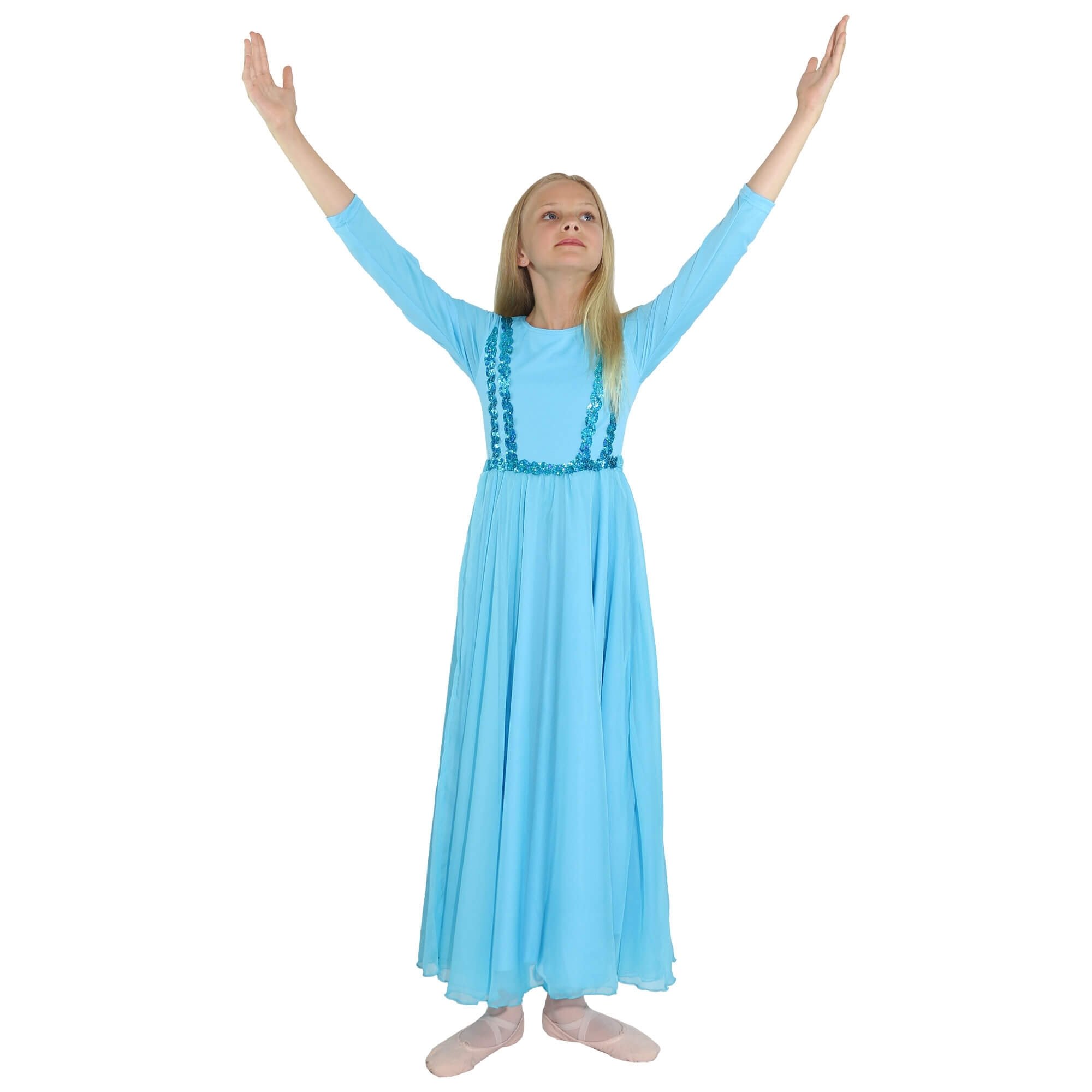 Danzcue Child Praise Dance Full Length Vivid Chiffon Dress - Click Image to Close