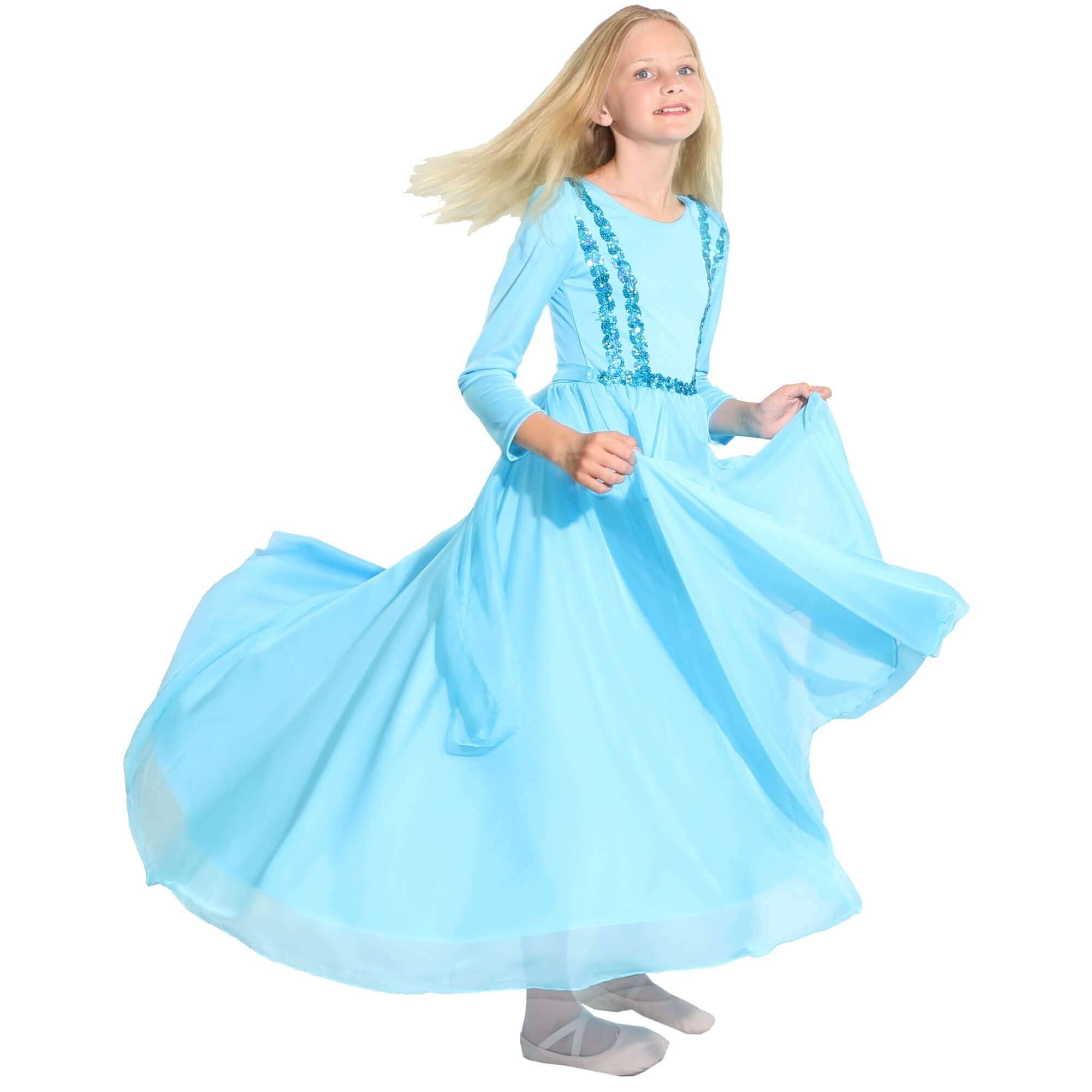 Danzcue Child Praise Dance Full Length Vivid Chiffon Dress - Click Image to Close