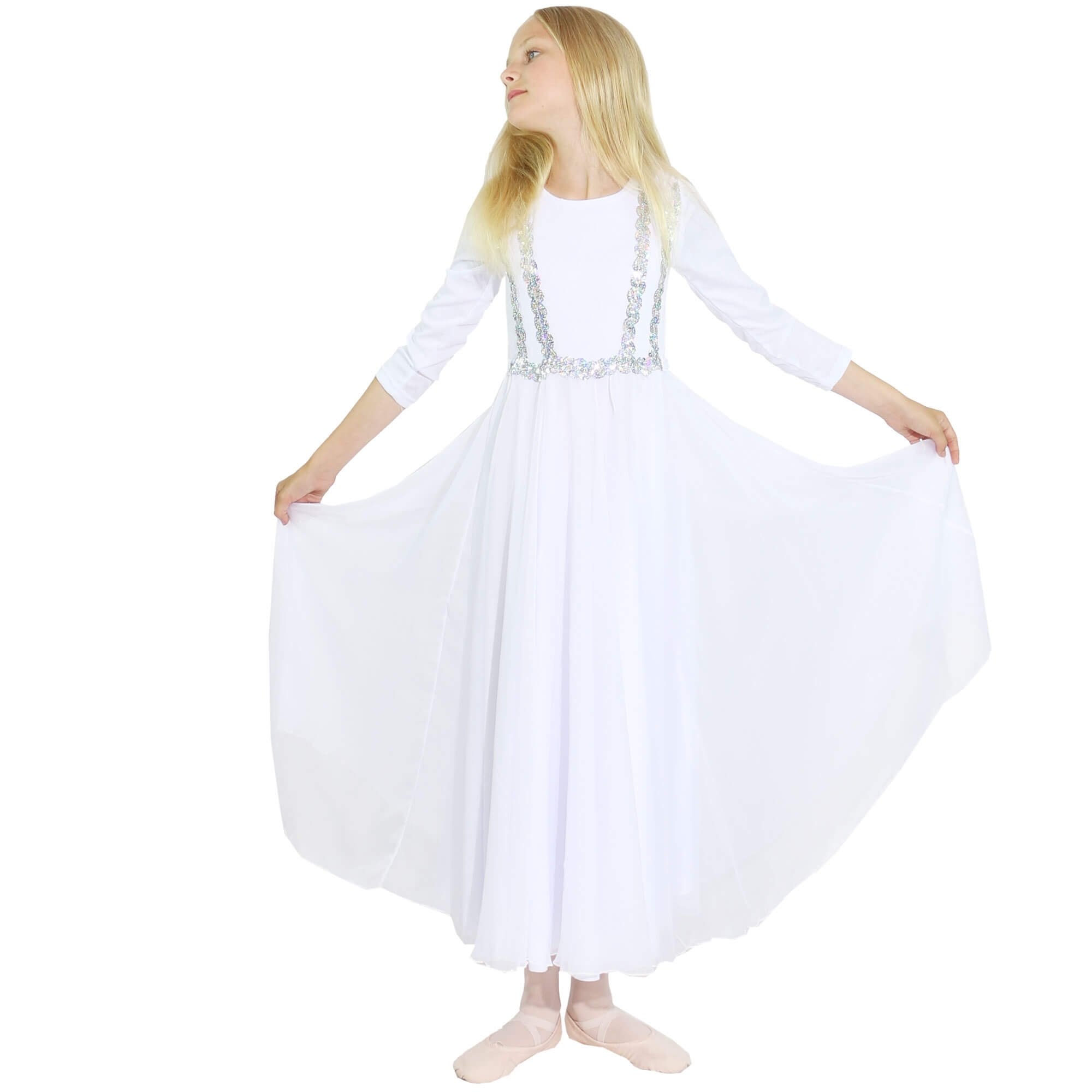 Danzcue Child Praise Dance Full Length Vivid Chiffon Dress - Click Image to Close