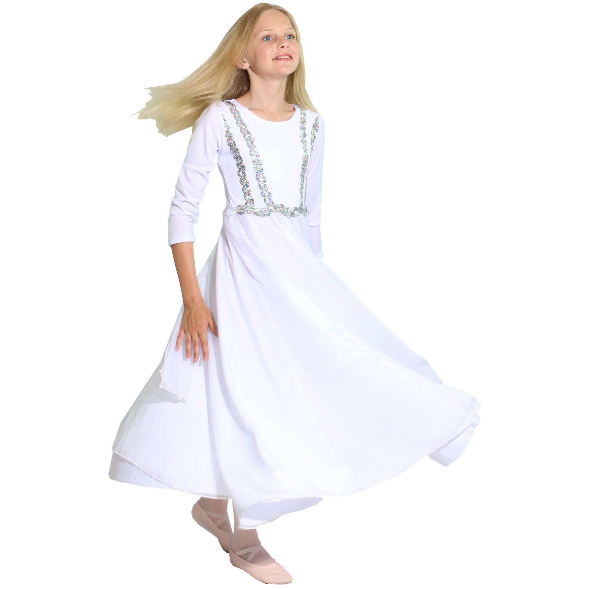 Danzcue Child Praise Dance Full Length Vivid Chiffon Dress - Click Image to Close