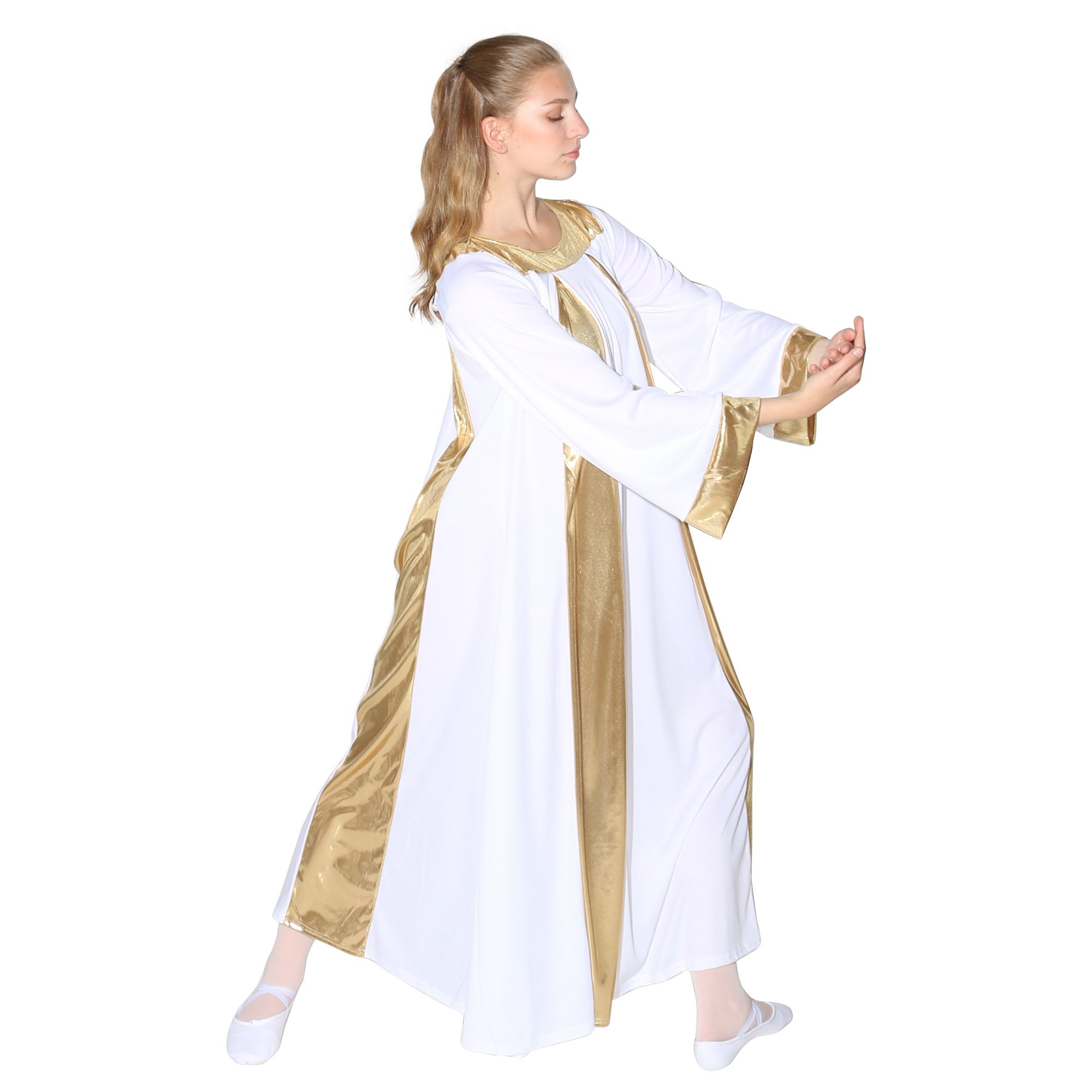 Danzcue Praise Shimmery Long Sleeve Dress - Click Image to Close
