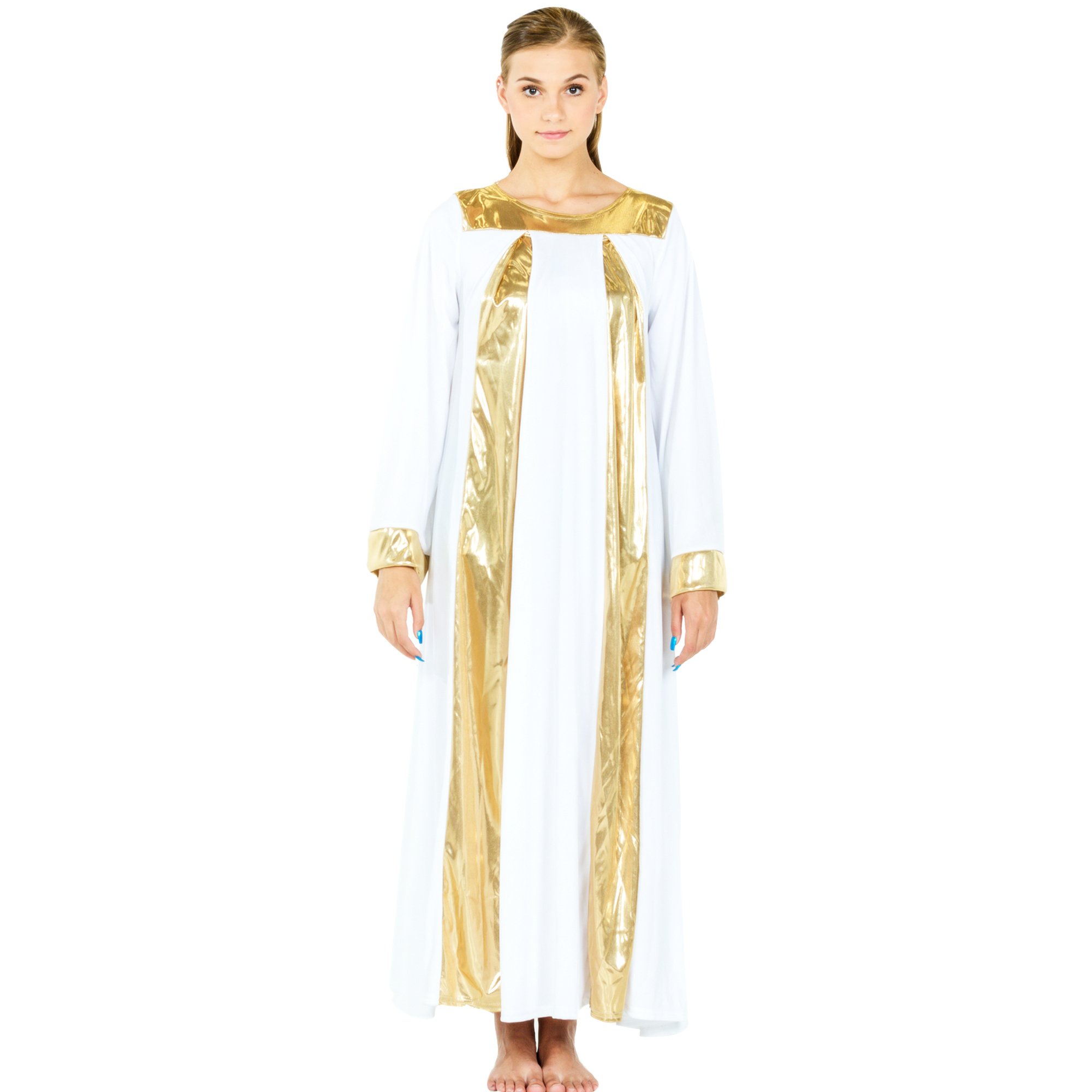 Danzcue Praise Shimmery Long Sleeve Dress - Click Image to Close