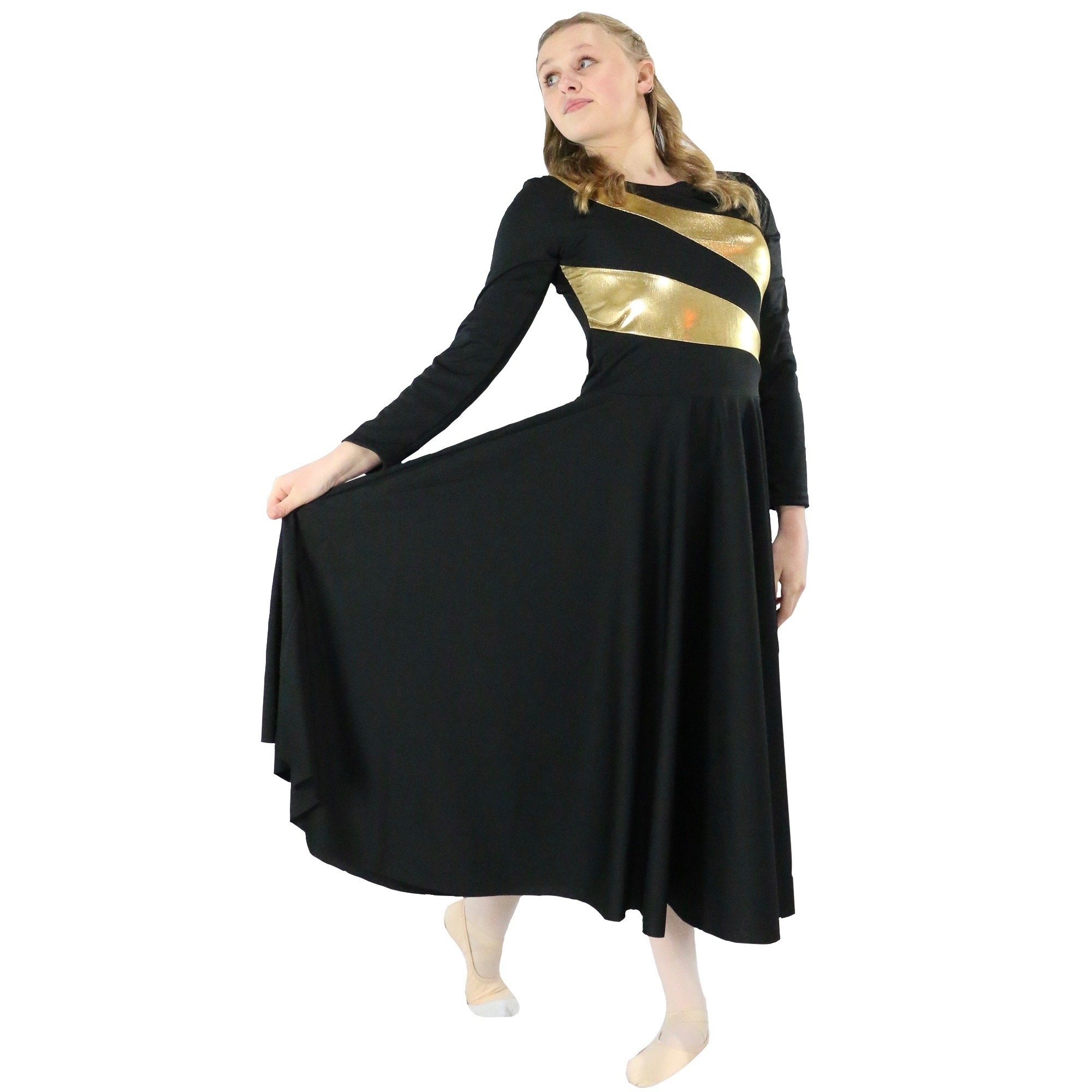 Danzcue Child Praise Dance Shimmery Parallel Long Sleeve Dress - Click Image to Close