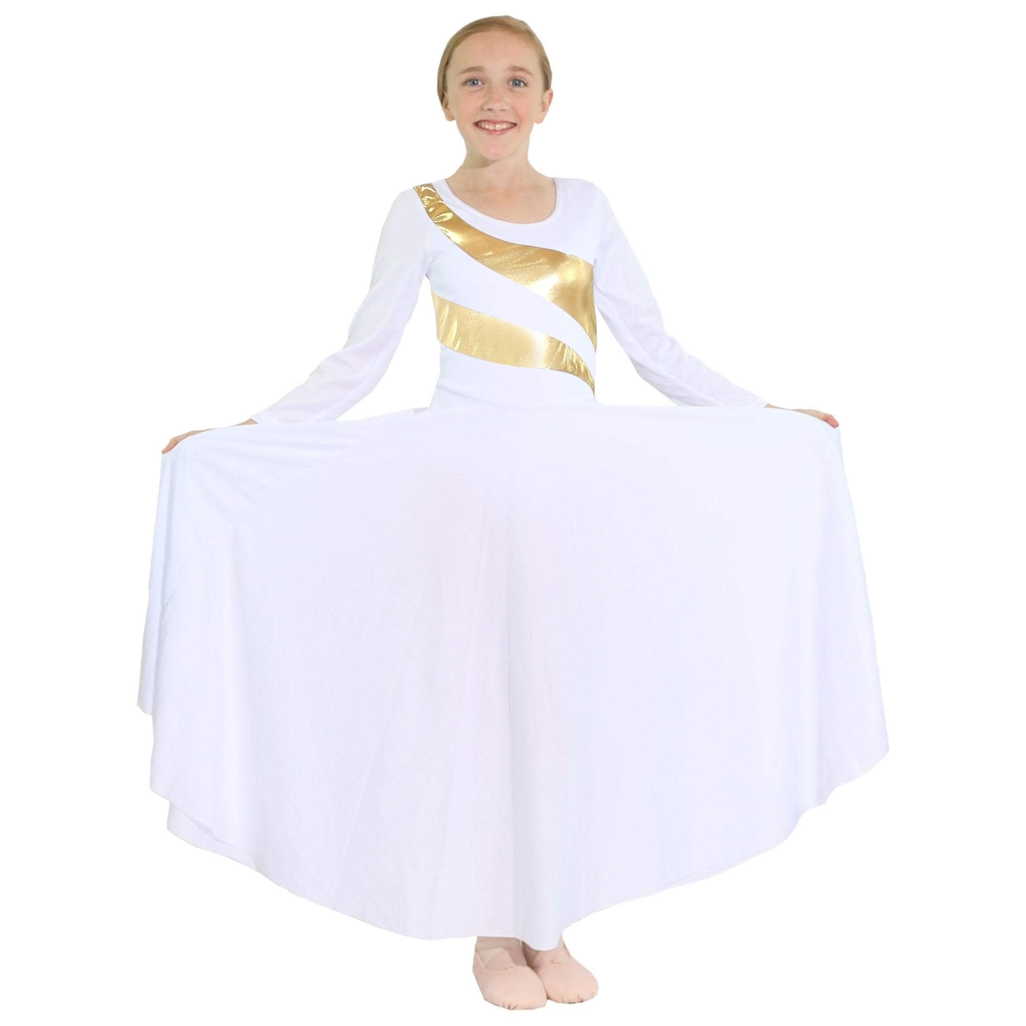 Danzcue Child Praise Dance Shimmery Parallel Long Sleeve Dress - Click Image to Close