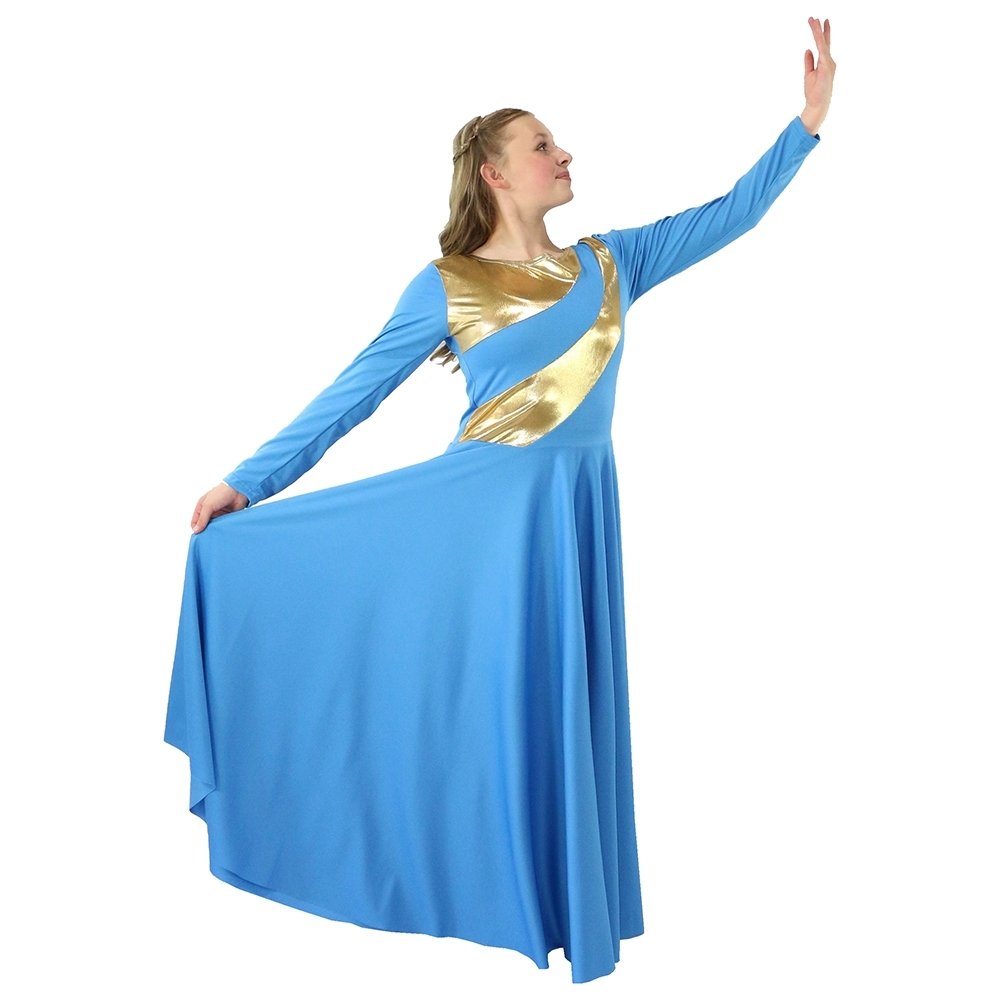 Danzcue Womens Metallic Bicolor Praise Dance Dress - Click Image to Close