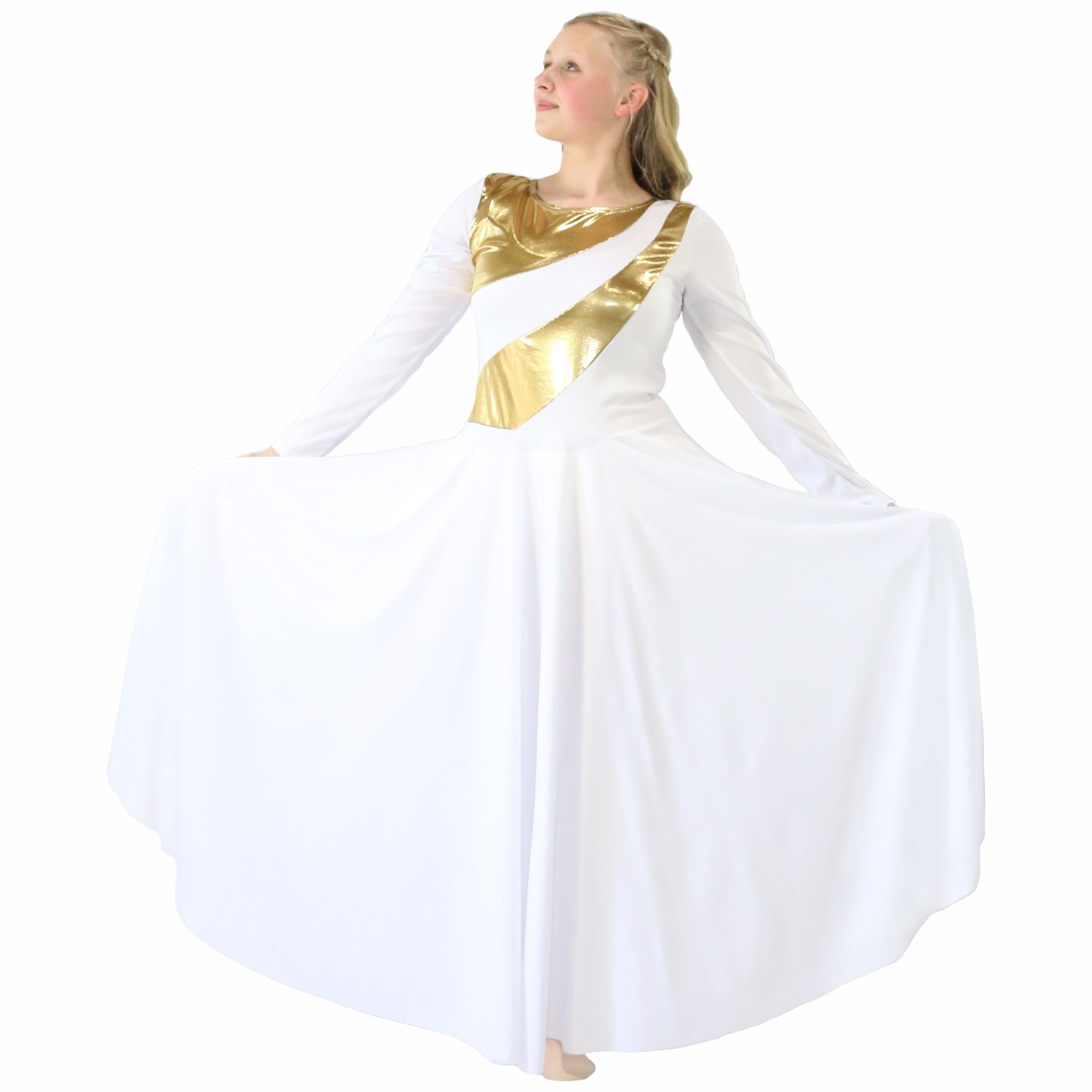 Danzcue Womens Metallic Bicolor Praise Dance Dress - Click Image to Close
