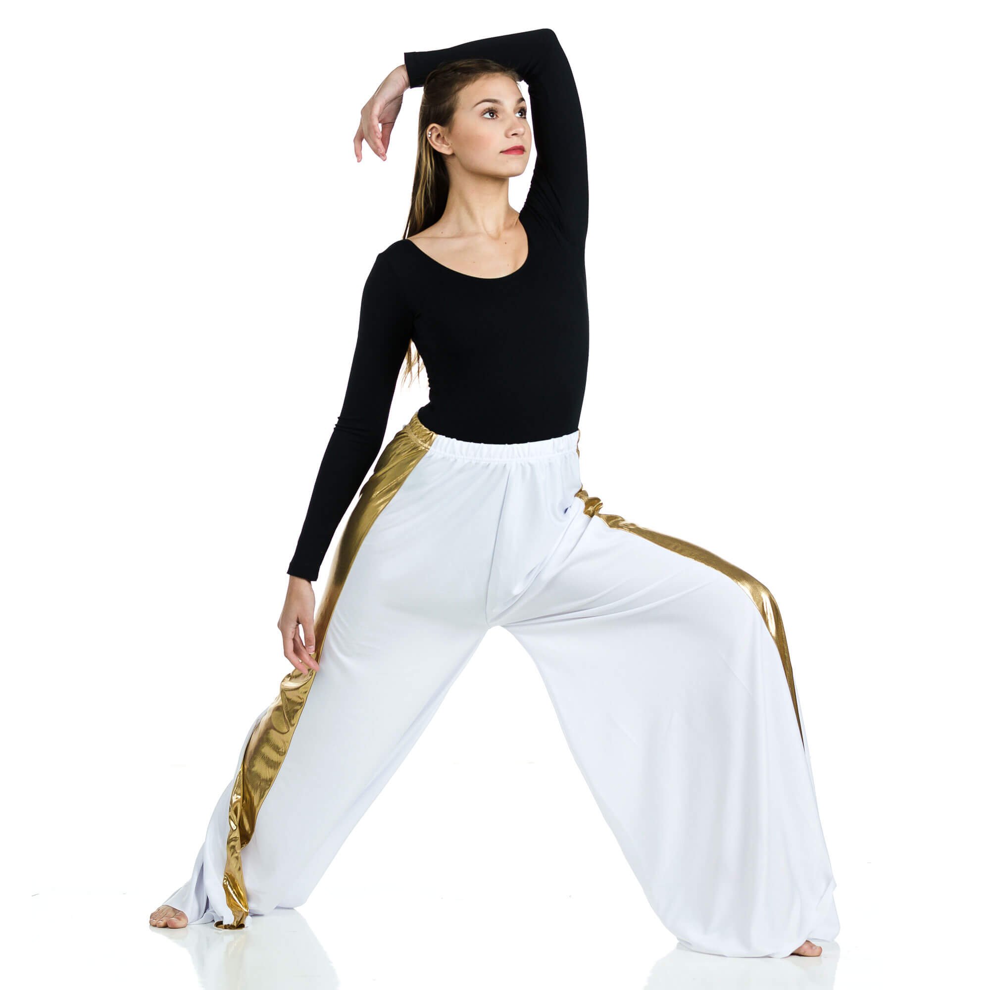 NWT PRAISE LITURGICAL DANCE Palazzo Pants White Knit Ladies Praisewear 85807 