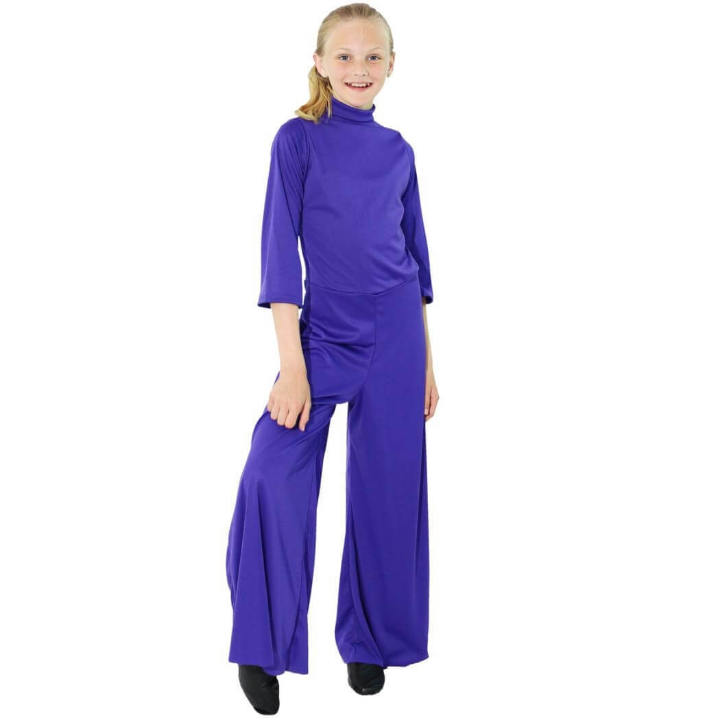 Danzcue Child Praise Dance Long Sleeve Turtleneck Jumpsuit - Click Image to Close