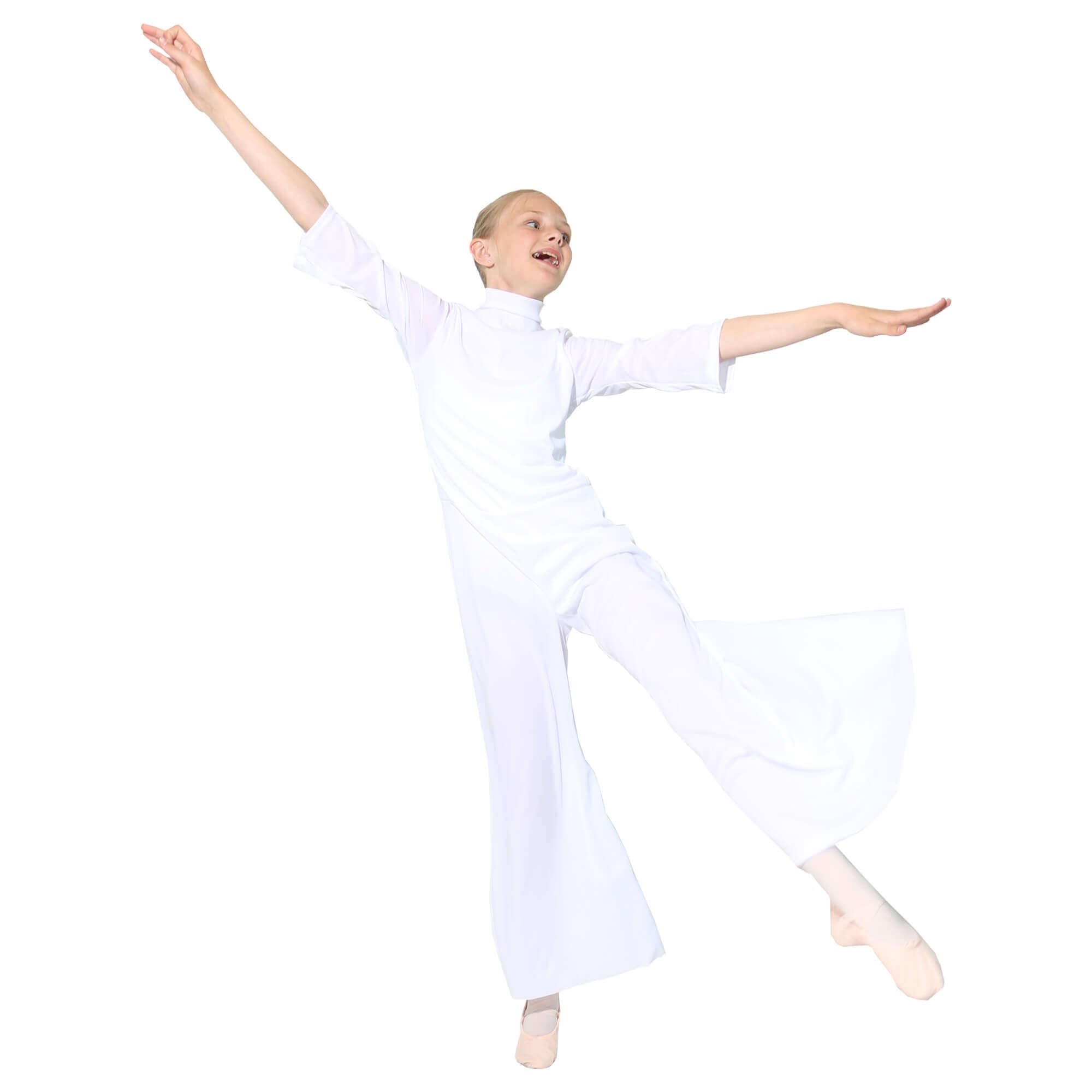 Danzcue Child Praise Dance Long Sleeve Turtleneck Jumpsuit - Click Image to Close