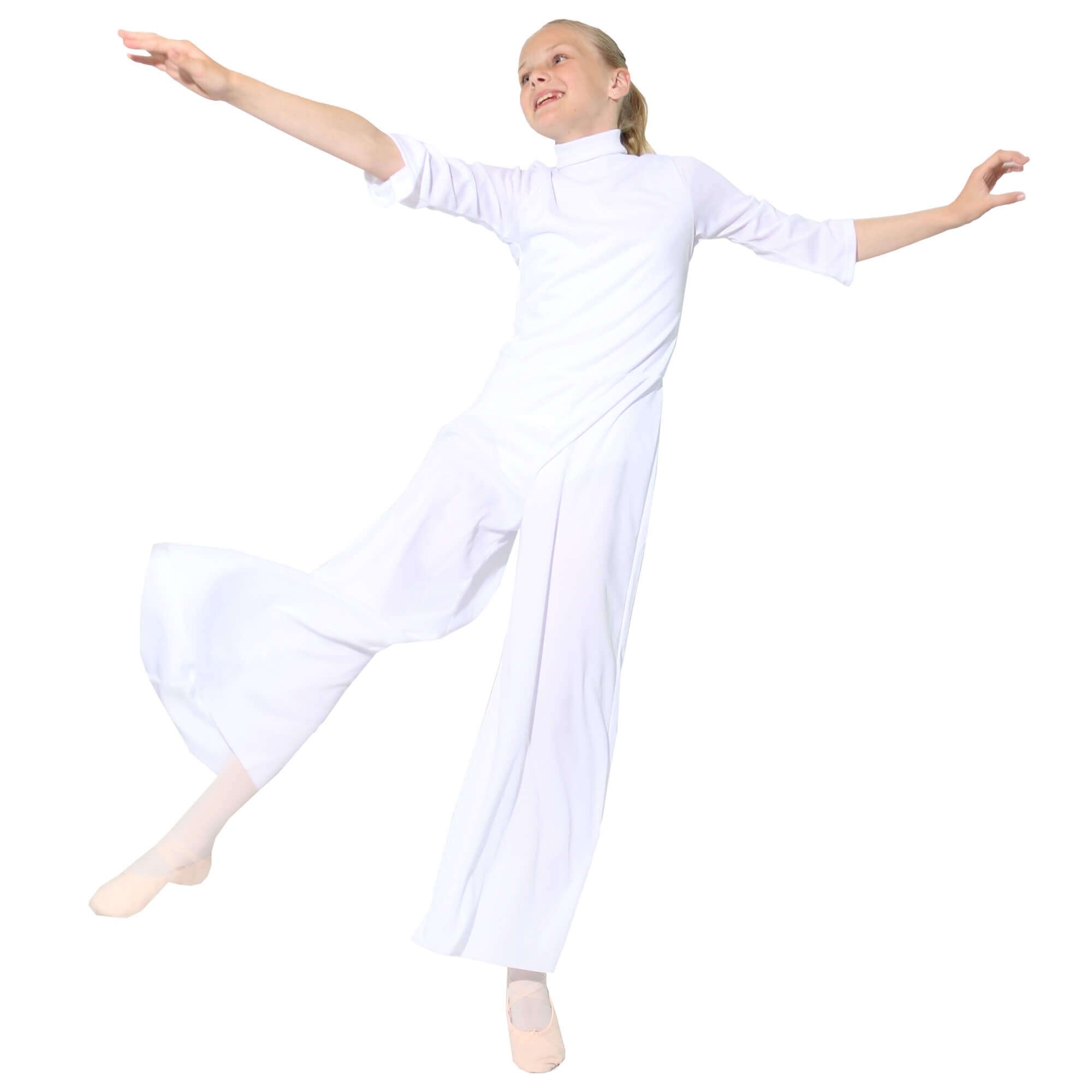 Danzcue Child Praise Dance Long Sleeve Turtleneck Jumpsuit - Click Image to Close