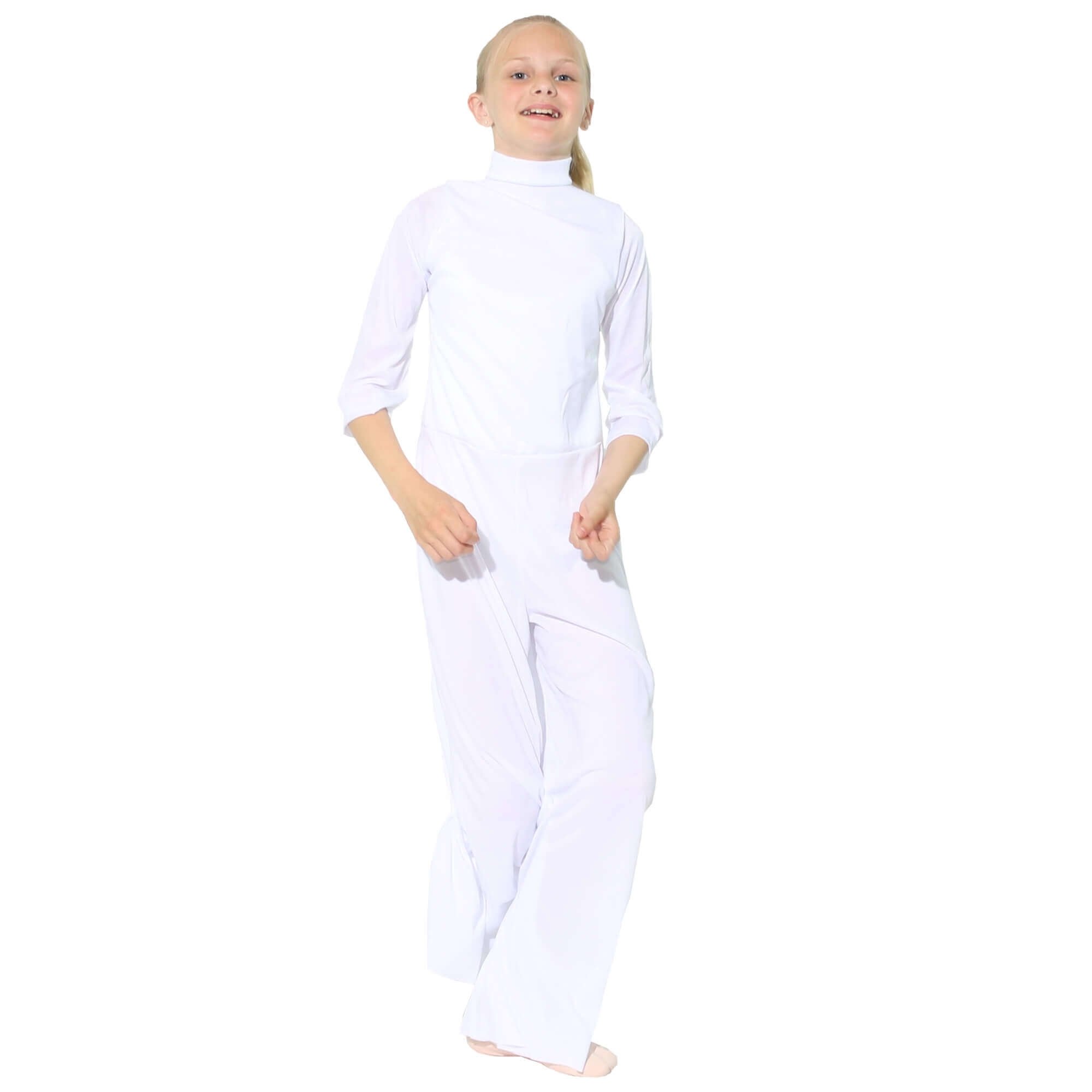 Danzcue Child Praise Dance Long Sleeve Turtleneck Jumpsuit - Click Image to Close