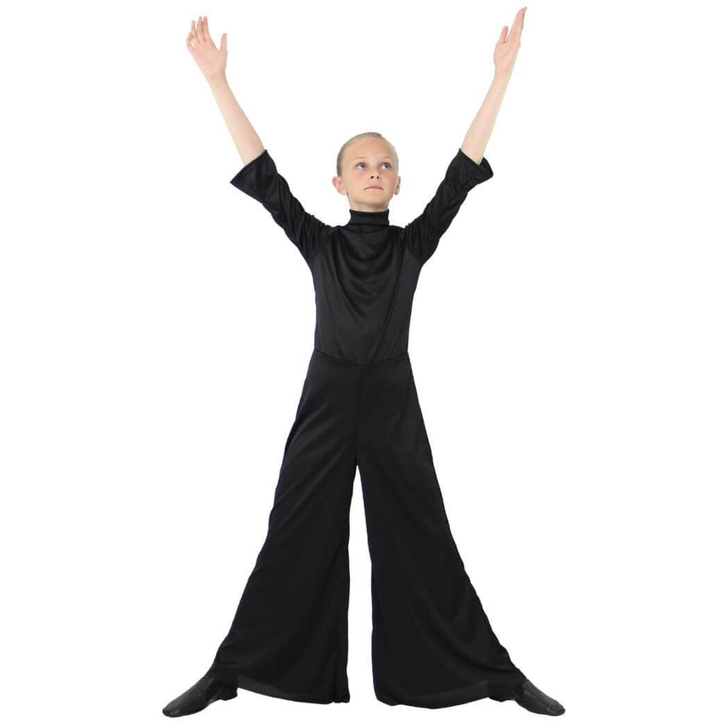 Danzcue Child Praise Dance Long Sleeve Turtleneck Jumpsuit - Click Image to Close