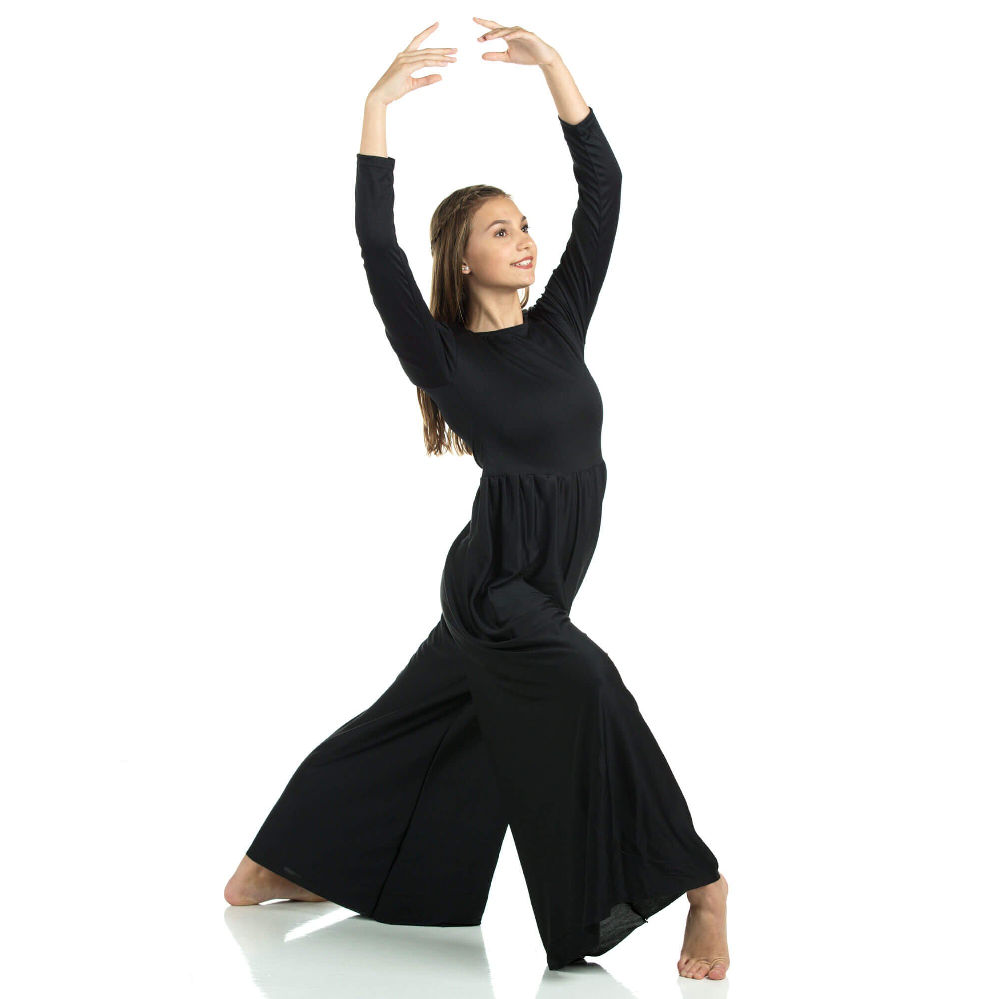 Danzcue Praise Dance Long Sleeve Crew Neck Jumpsuit - Click Image to Close