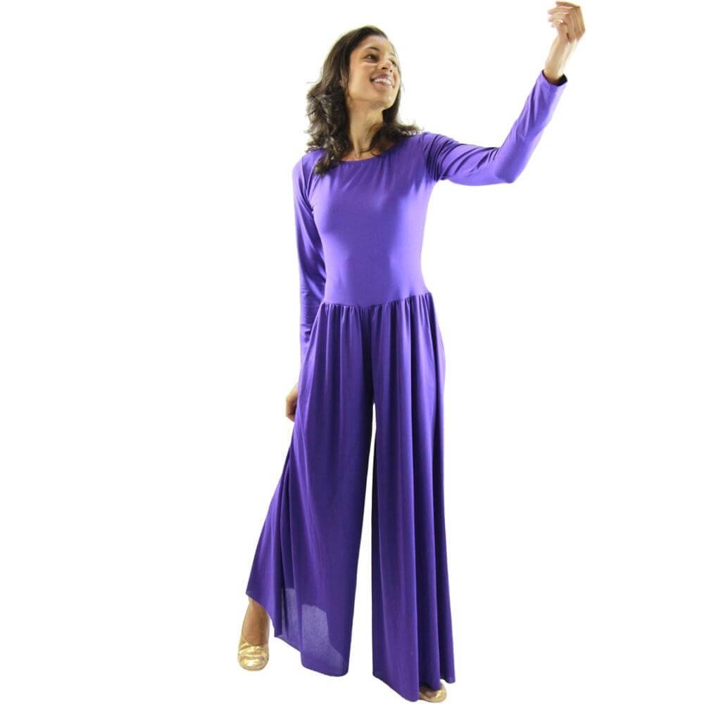 Danzcue Praise Dance Long Sleeve Crew Neck Jumpsuit - Click Image to Close