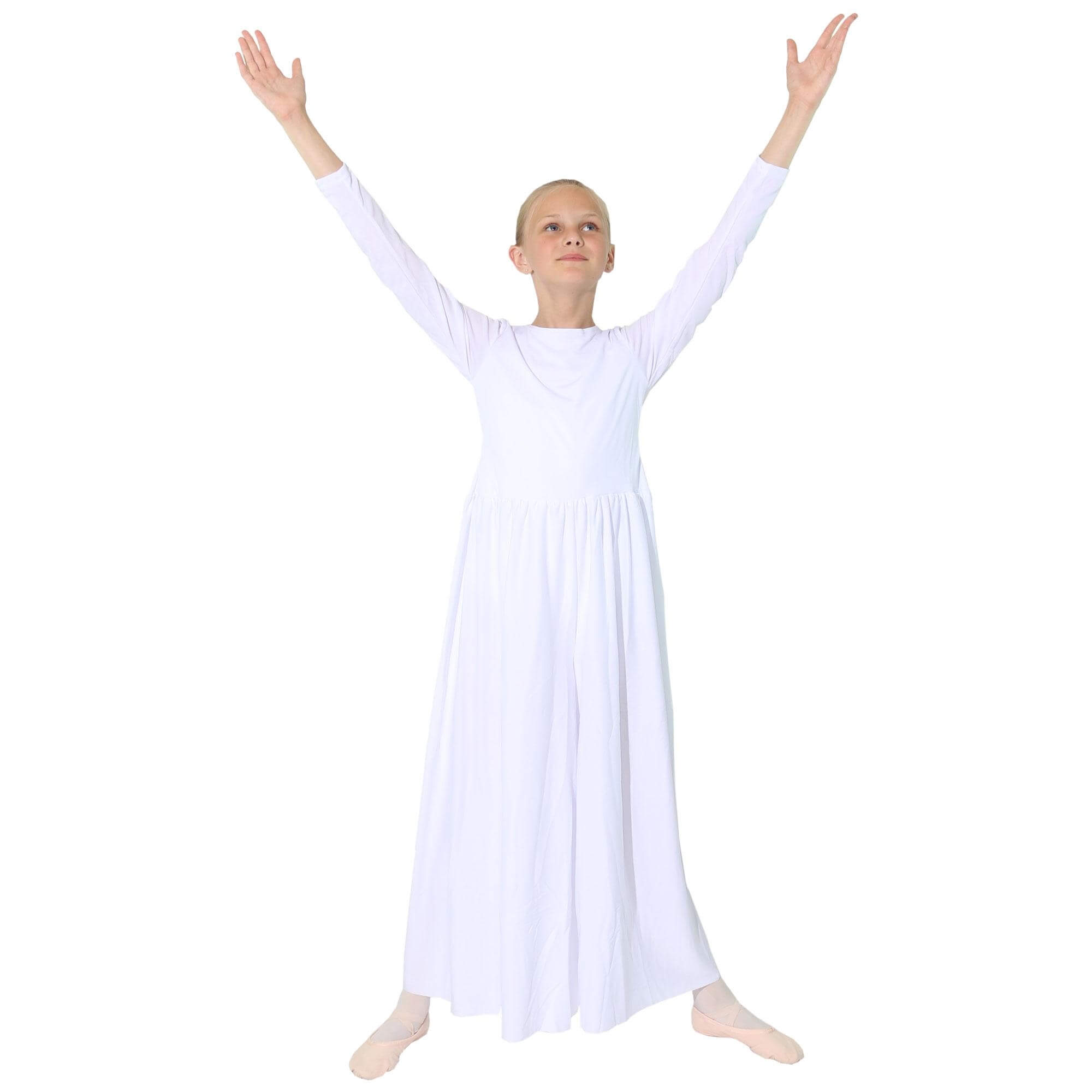 Danzcue Child Long Sleeve Crew Neck Praise Dance Jumpsuit - Click Image to Close