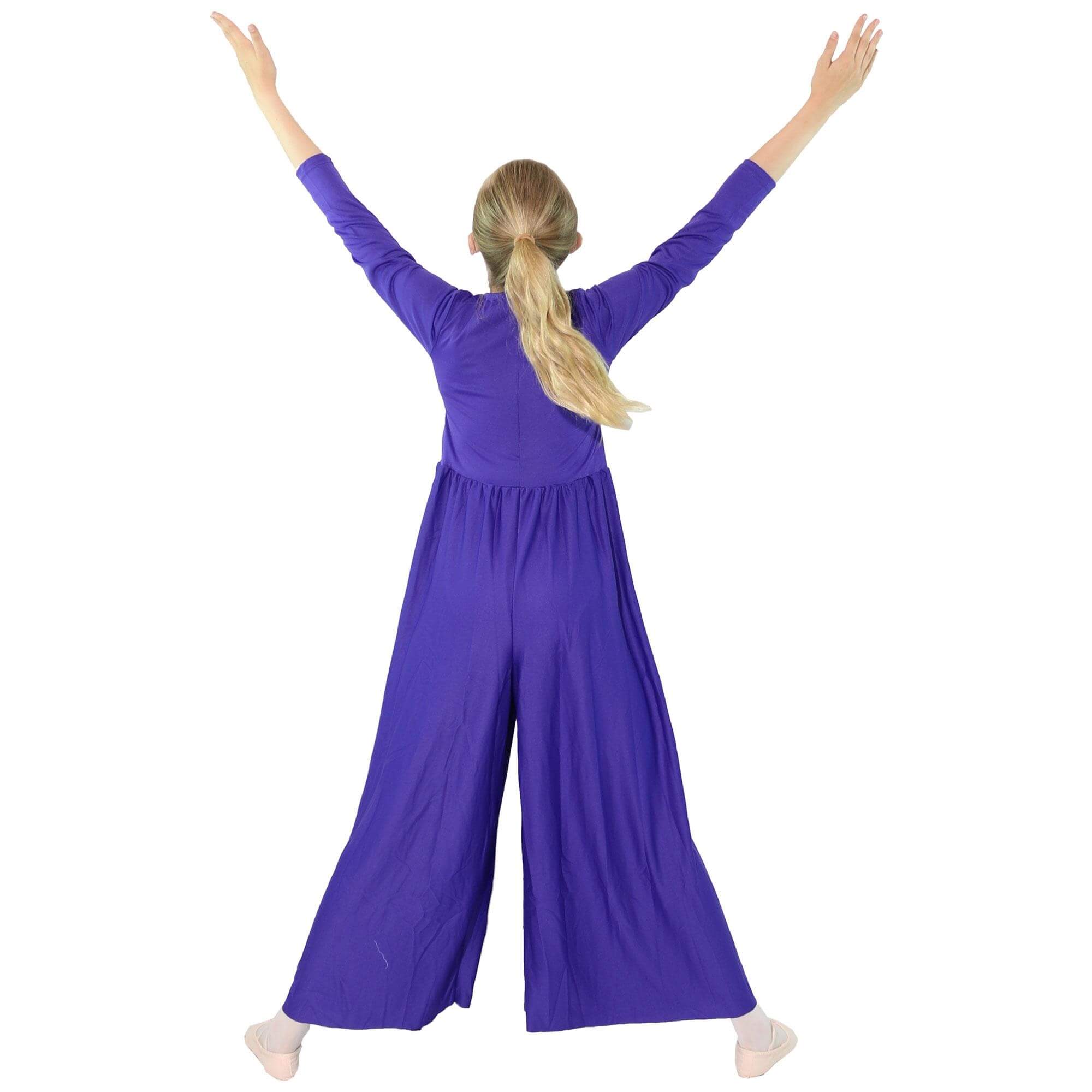 Danzcue Child Long Sleeve Crew Neck Praise Dance Jumpsuit - Click Image to Close