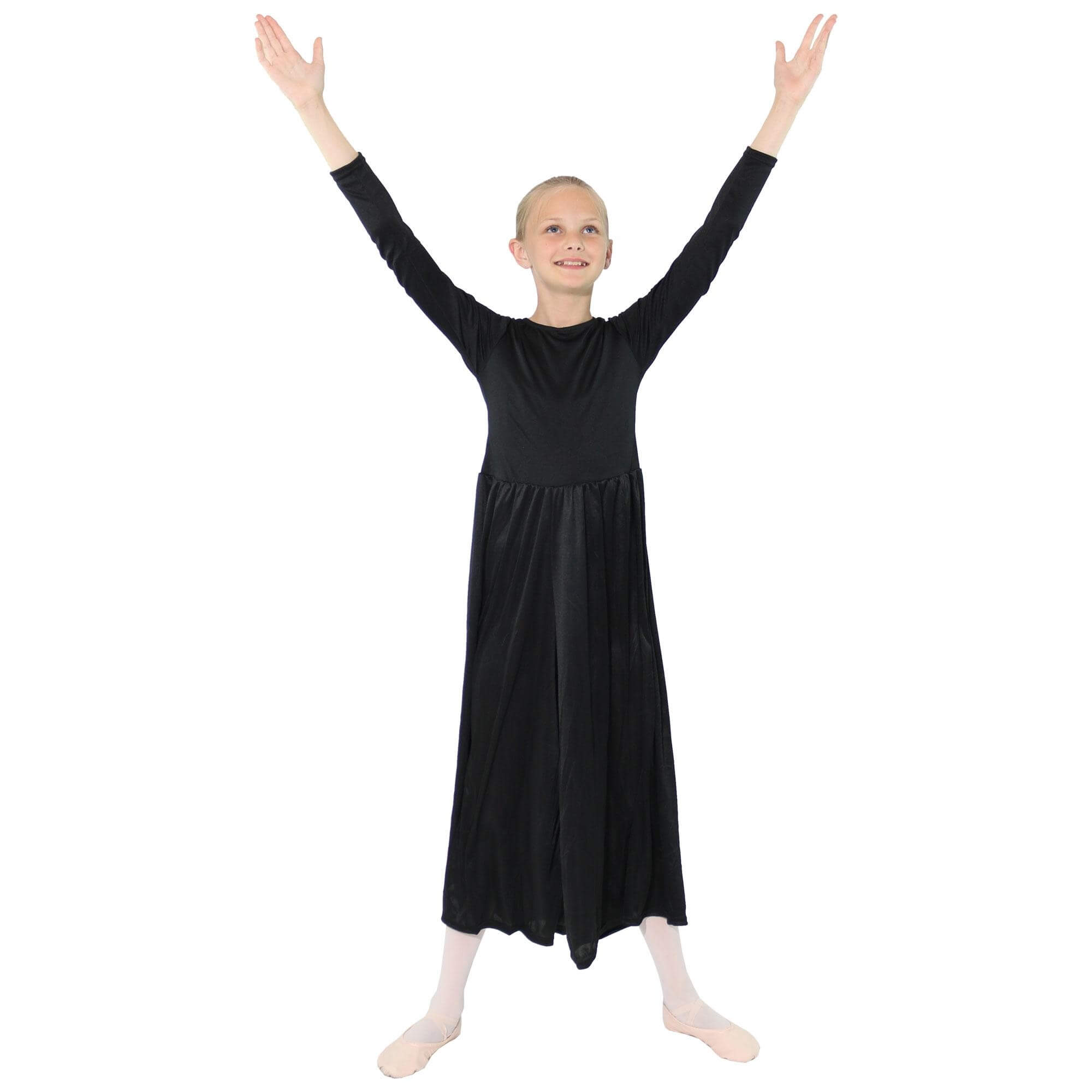 Danzcue Child Long Sleeve Crew Neck Praise Dance Jumpsuit - Click Image to Close