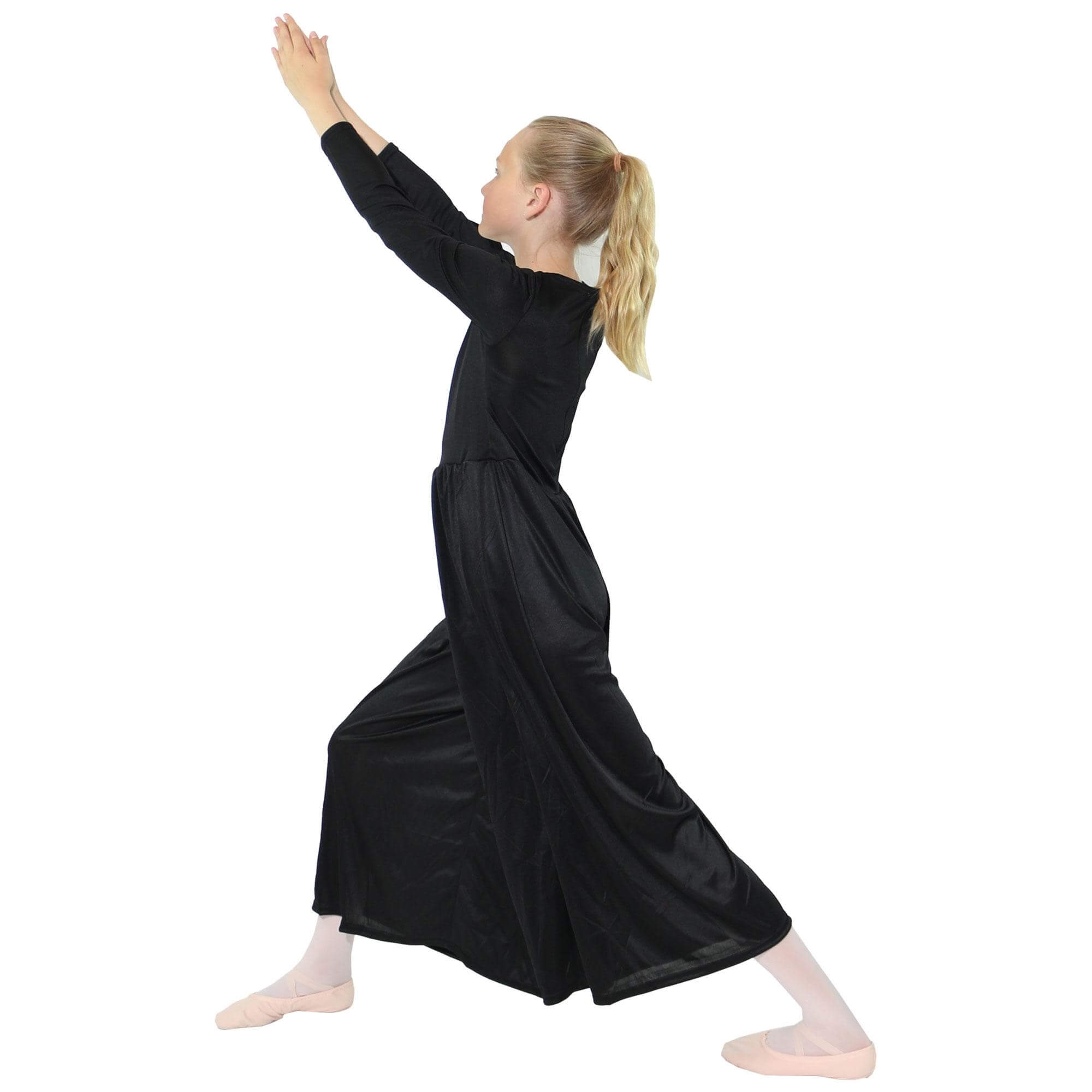 Danzcue Child Long Sleeve Crew Neck Praise Dance Jumpsuit - Click Image to Close
