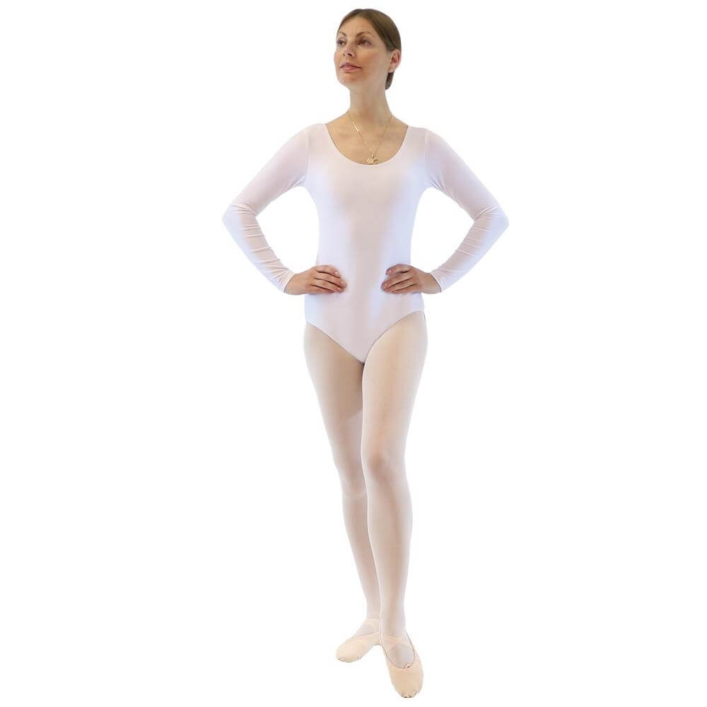 Danzcue Basic Nylon Long Sleeve Adult Leotard - Click Image to Close