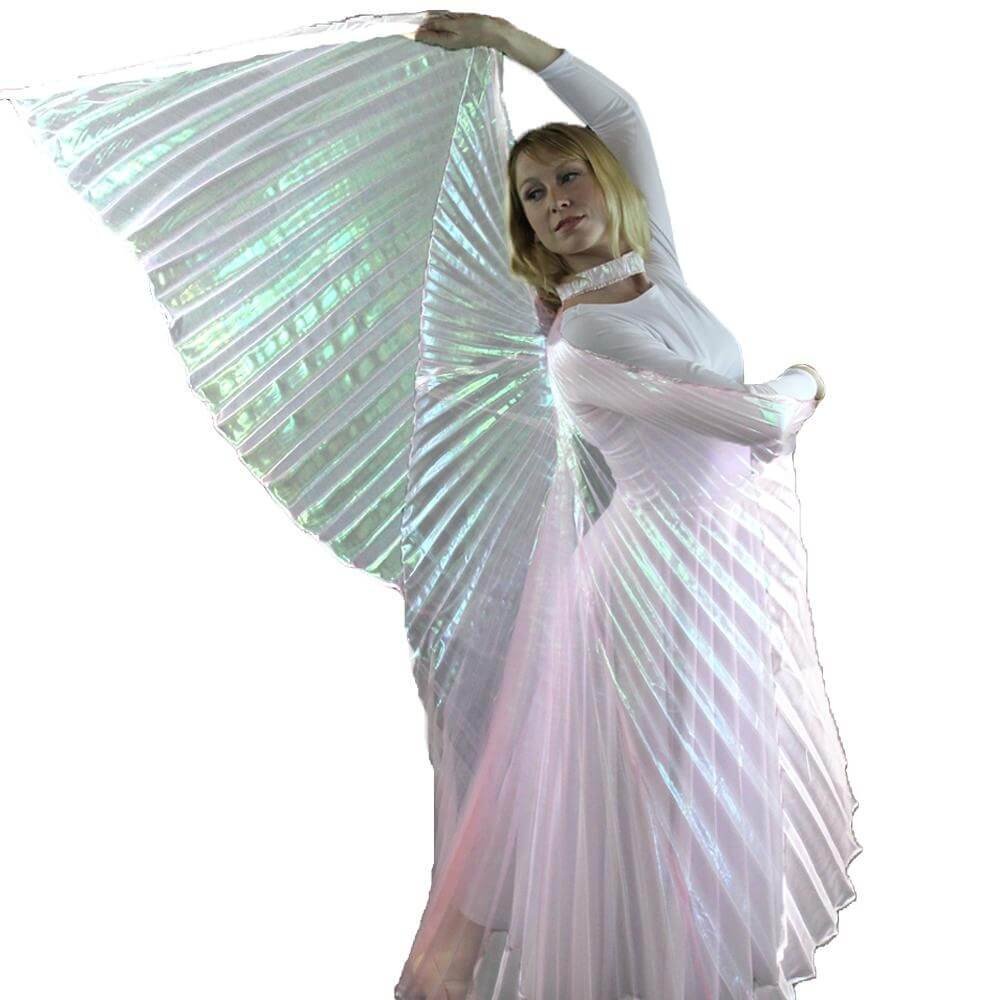 2-pc Set Danzcue Praise Full Length Long Sleeve Dance Dress Iridescent Angel Wing - Click Image to Close