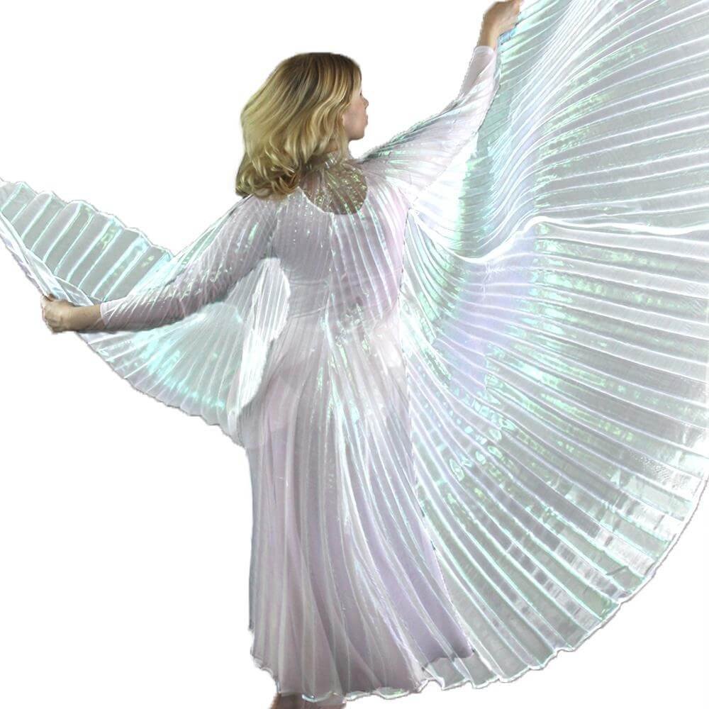 2-pc Set Danzcue Praise Full Length Long Sleeve Dance Dress Iridescent Angel Wing - Click Image to Close