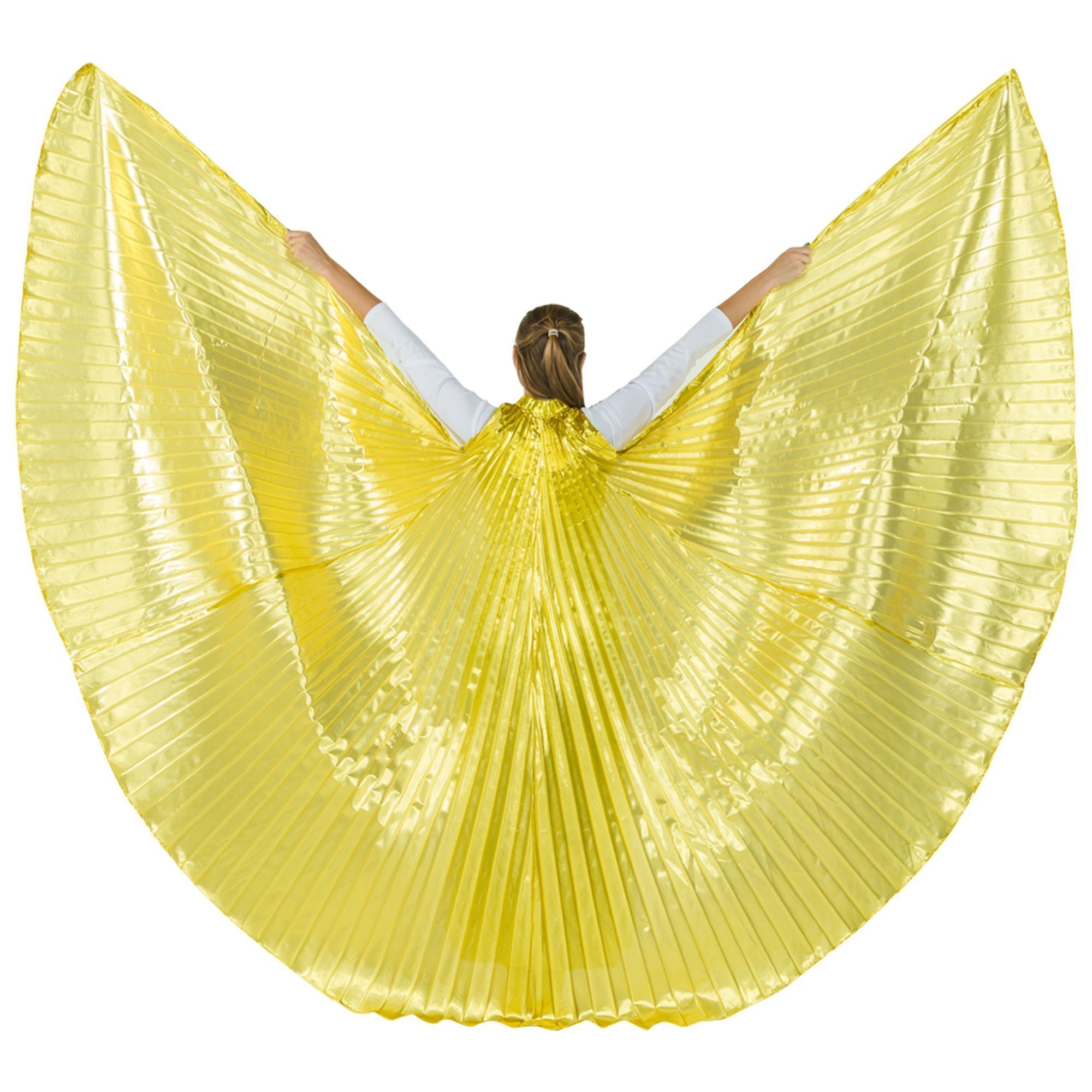 2-pc Set Danzcue Praise Full Length Long Sleeve Dance Dress Gold Angel Wing - Click Image to Close