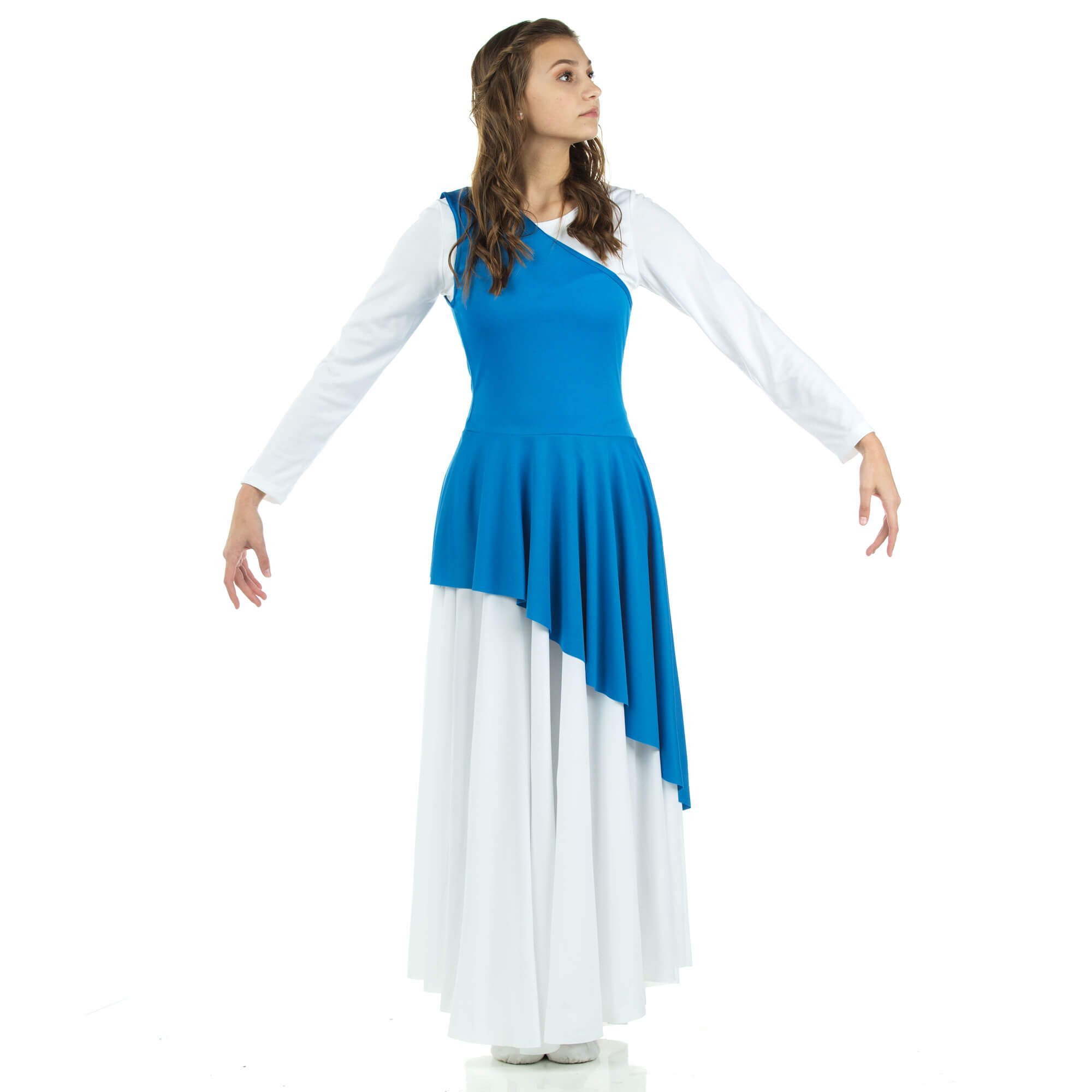 2-pc Set Danzcue Praise Full Length Long Sleeve Dance Dress with Tunic - Click Image to Close