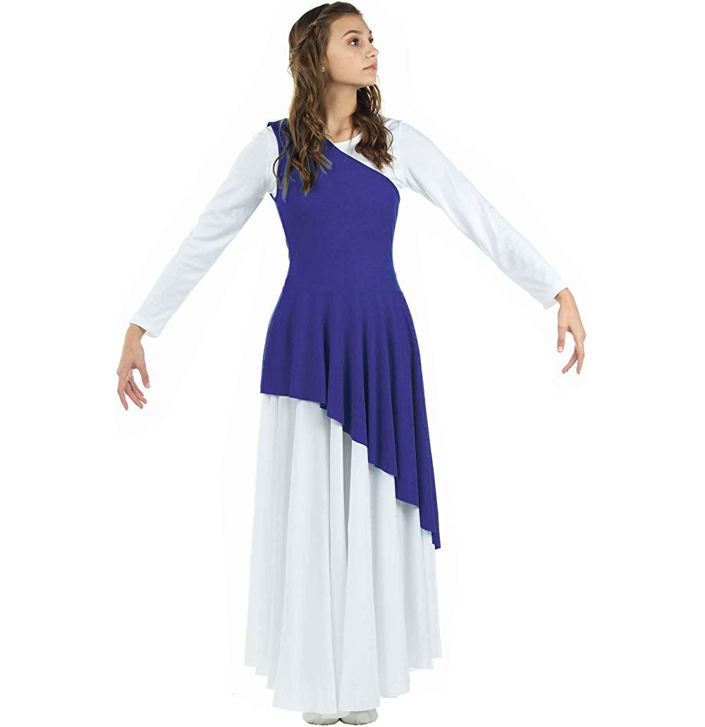 2-pc Set Danzcue Praise Full Length Long Sleeve Dance Dress with Tunic - Click Image to Close
