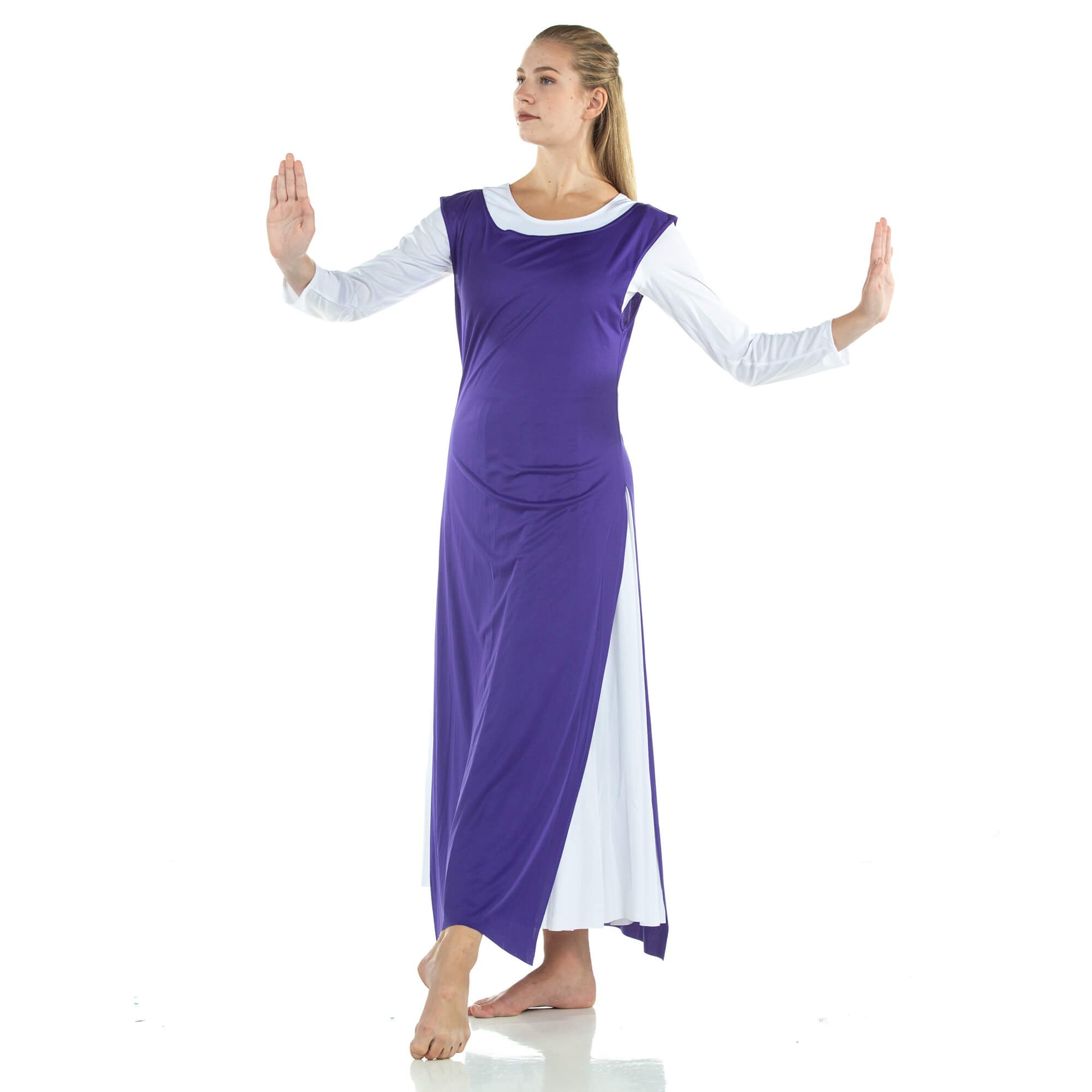 Tunic Worship Dance with Side Slits (white dress not included) - Click Image to Close