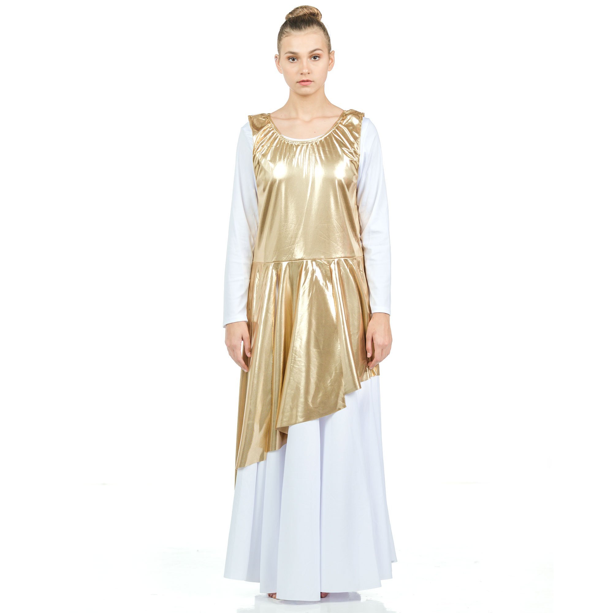 Danzcue Asymmetrical Metallic Praise Dance Tunic - Click Image to Close