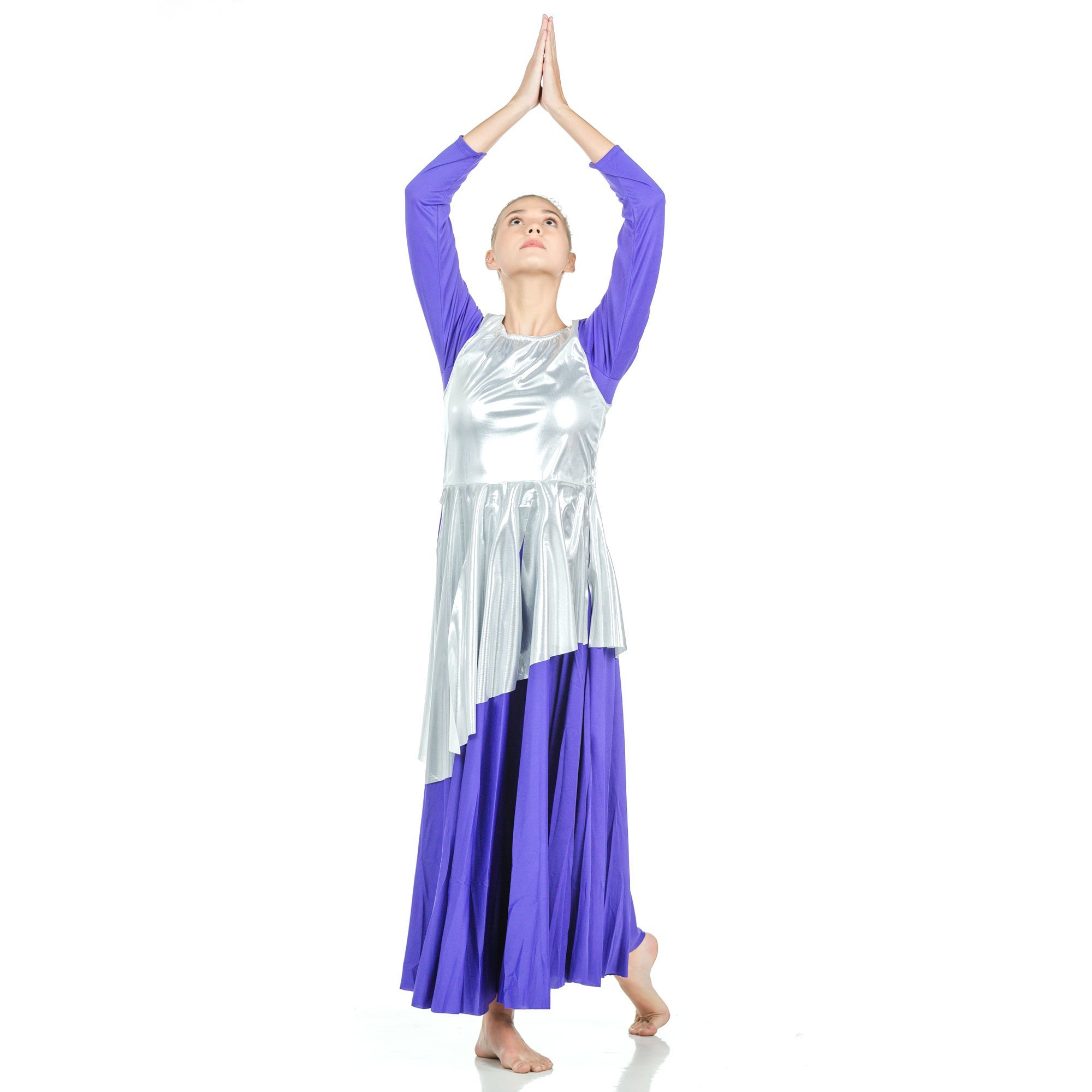 Danzcue Asymmetrical Metallic Praise Dance Tunic - Click Image to Close