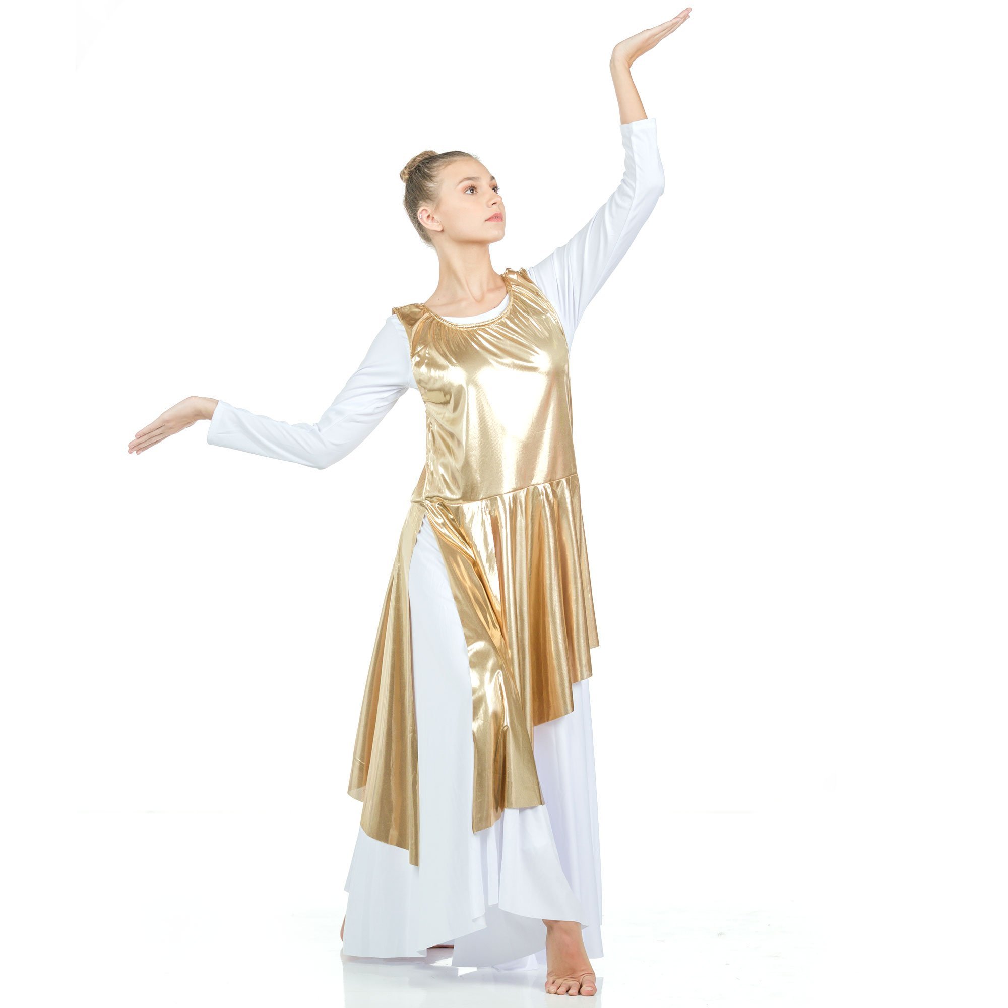 Danzcue Asymmetrical Metallic Praise Dance Tunic - Click Image to Close