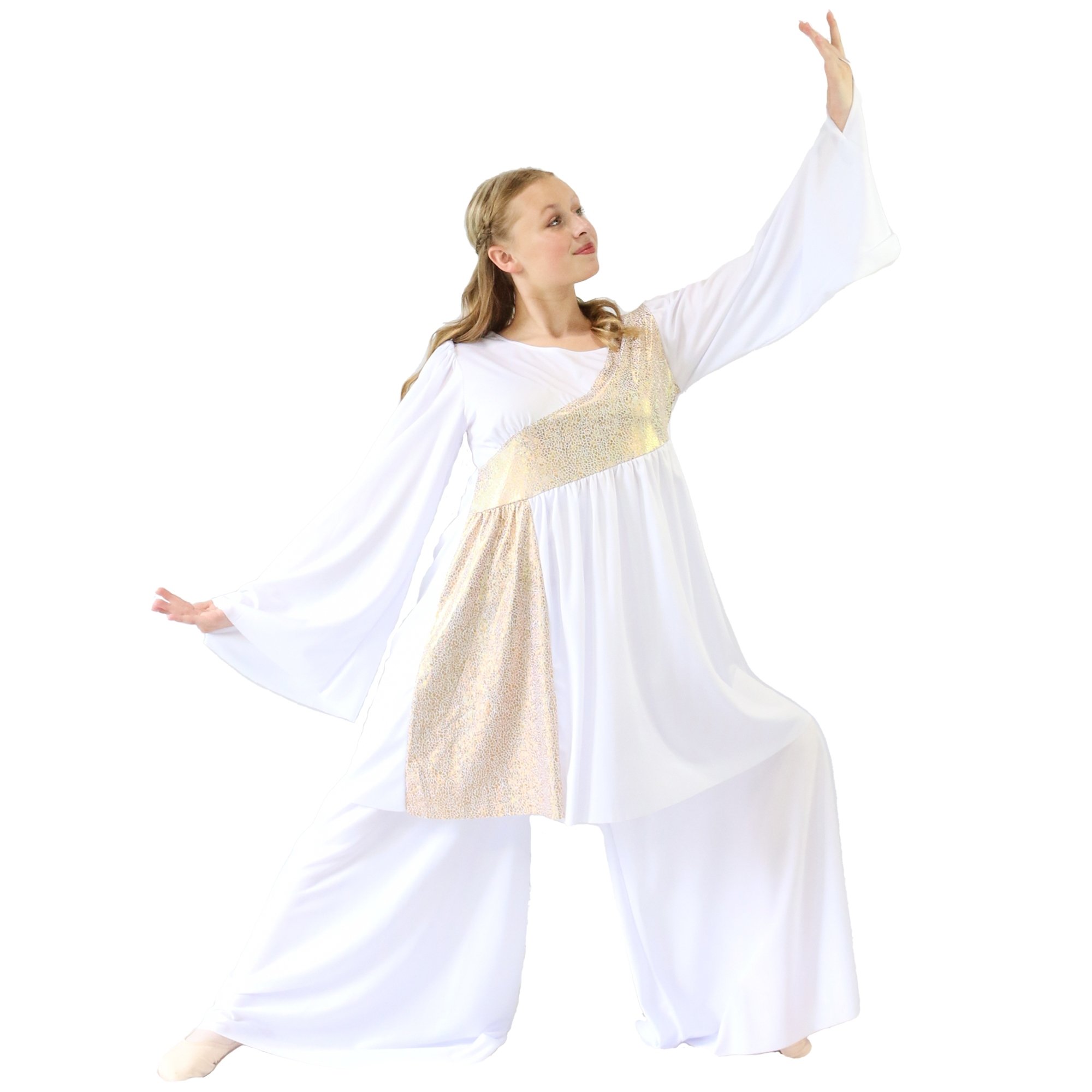 Danzcue Shimmery Asymmetrical Praise Dance Tunic - Click Image to Close