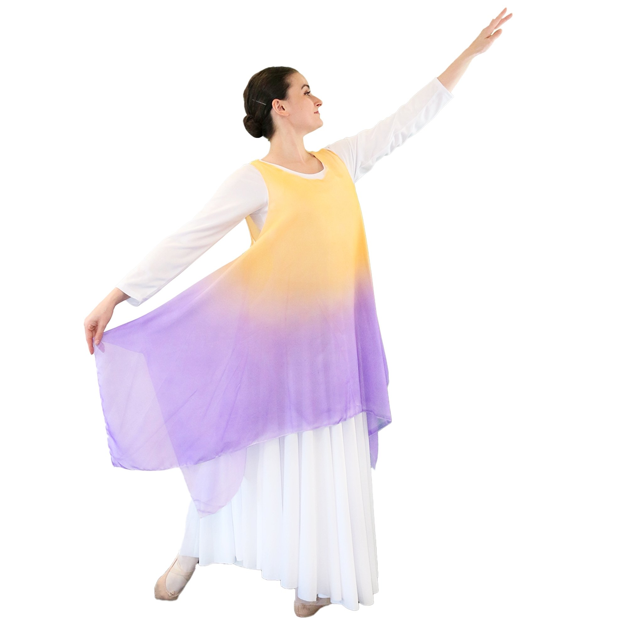 Danzcue Womens Watercolor Chiffon Tunic Praise Tunic