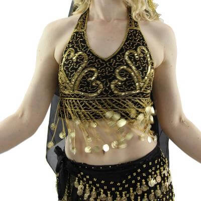 Fashion Coin Tassels Halter Vest Belly Dance Bra Top [BELTP002] - Danzcue