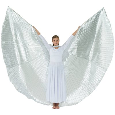 Danzcue Solid Sliver Belly Dance Worship Angel Wings With Sticks