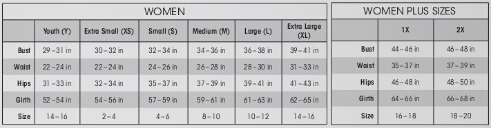 Capezio Dance Belt Size Chart