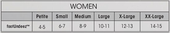 Footundeez Size Chart