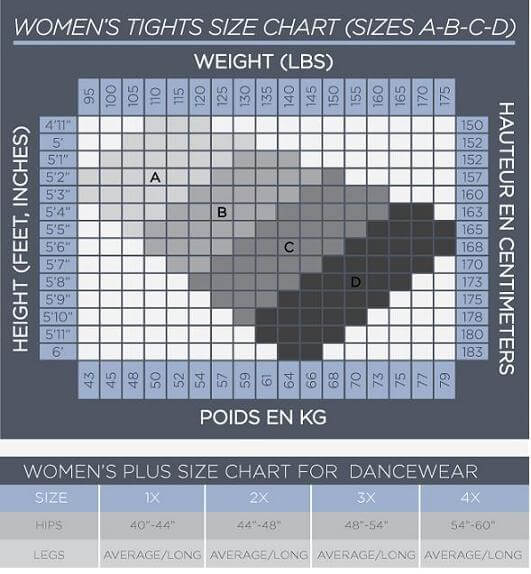 Danskin Leotard Size Chart