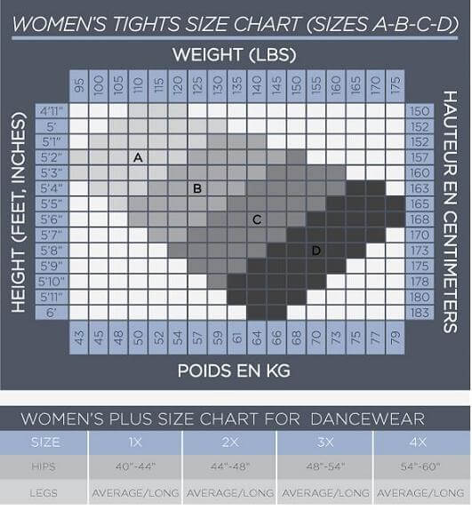 Danskin Shoe Size Chart