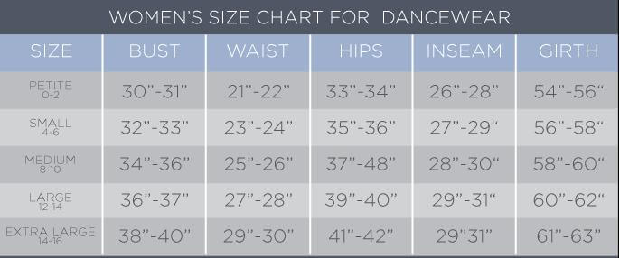 Danskin Size Chart